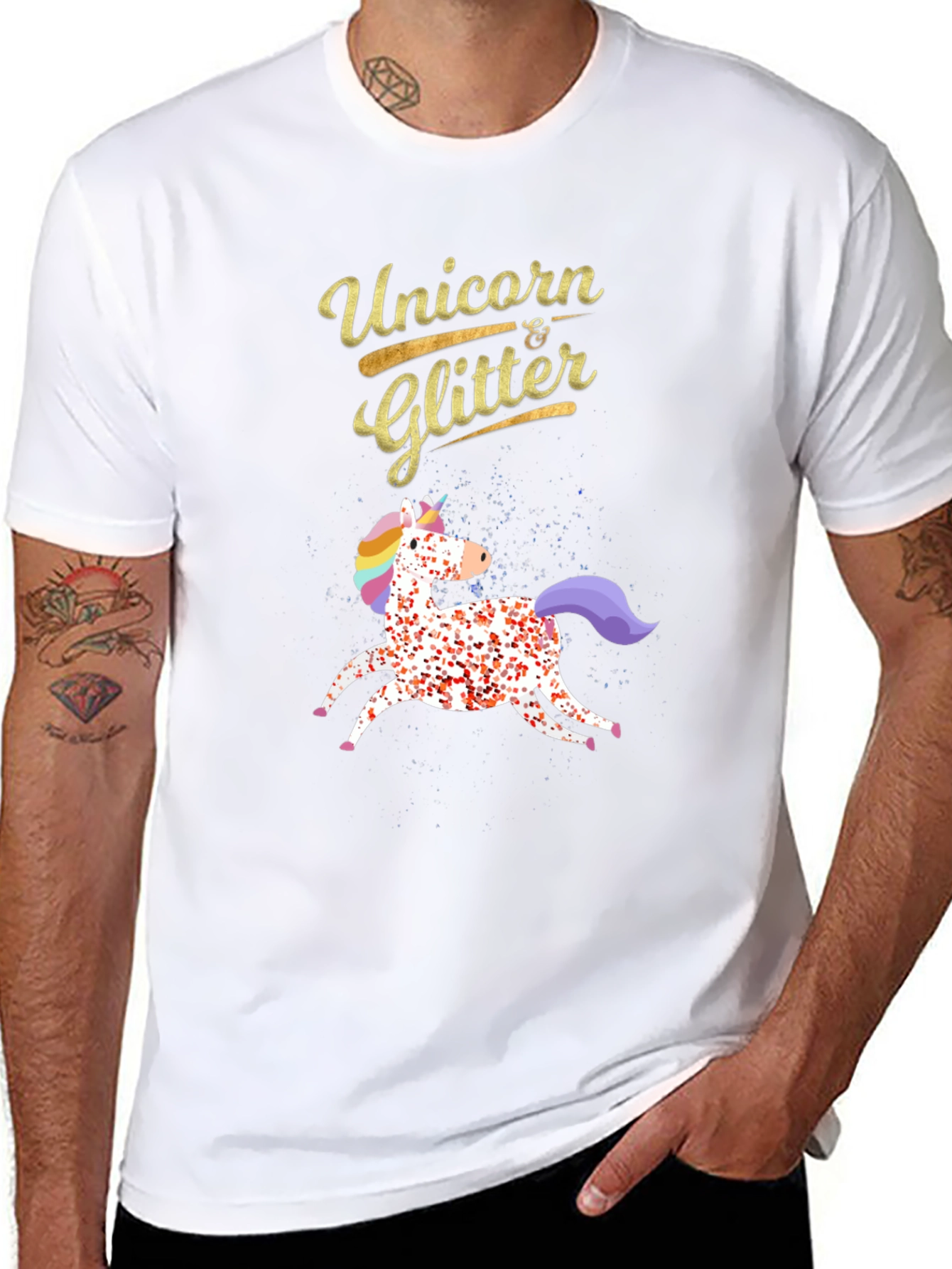 Unicorn & Glitter Black T-Shirt
