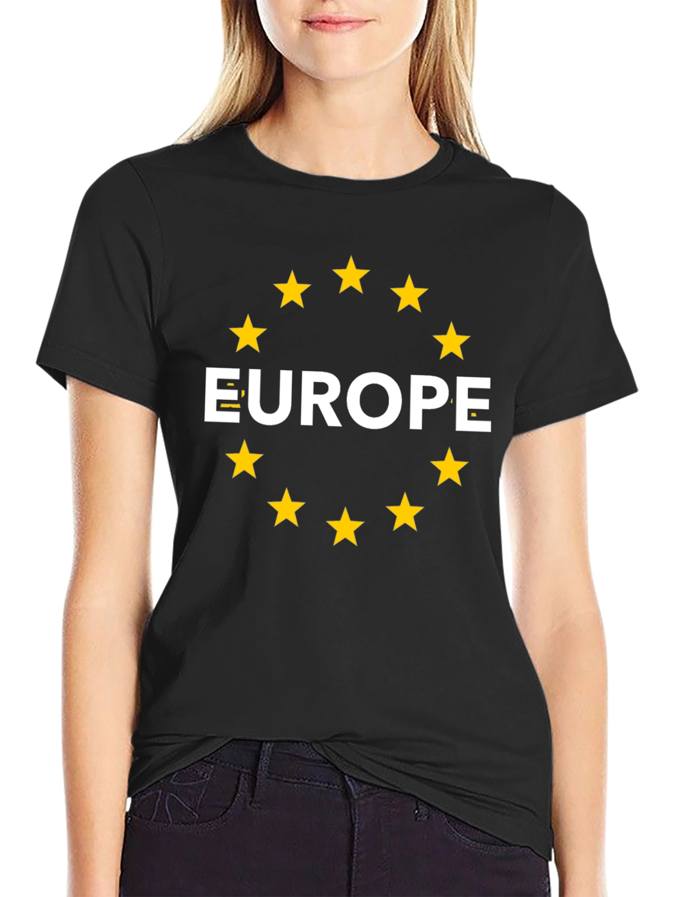 Europe Star Circle Black T-Shirt