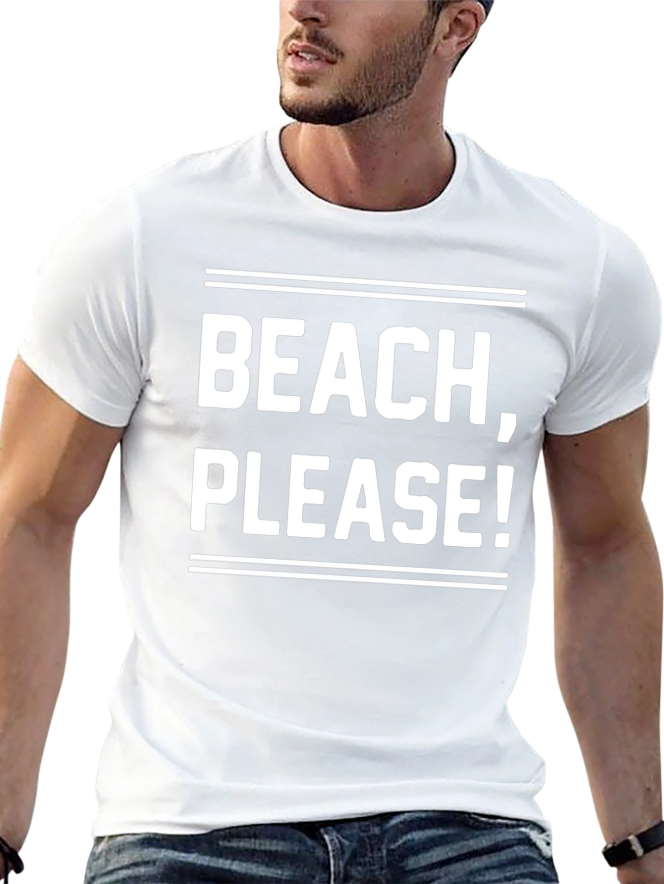 Beach Please! Graphic Tee - Black Cotton T-Shirt