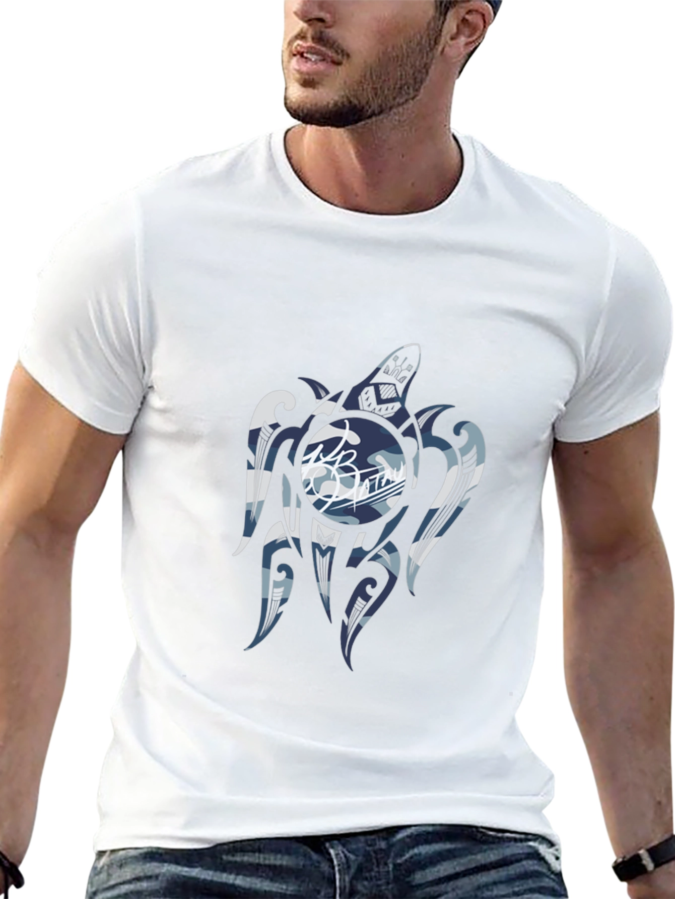 Tribal Turtle Graphic T-Shirt - Black