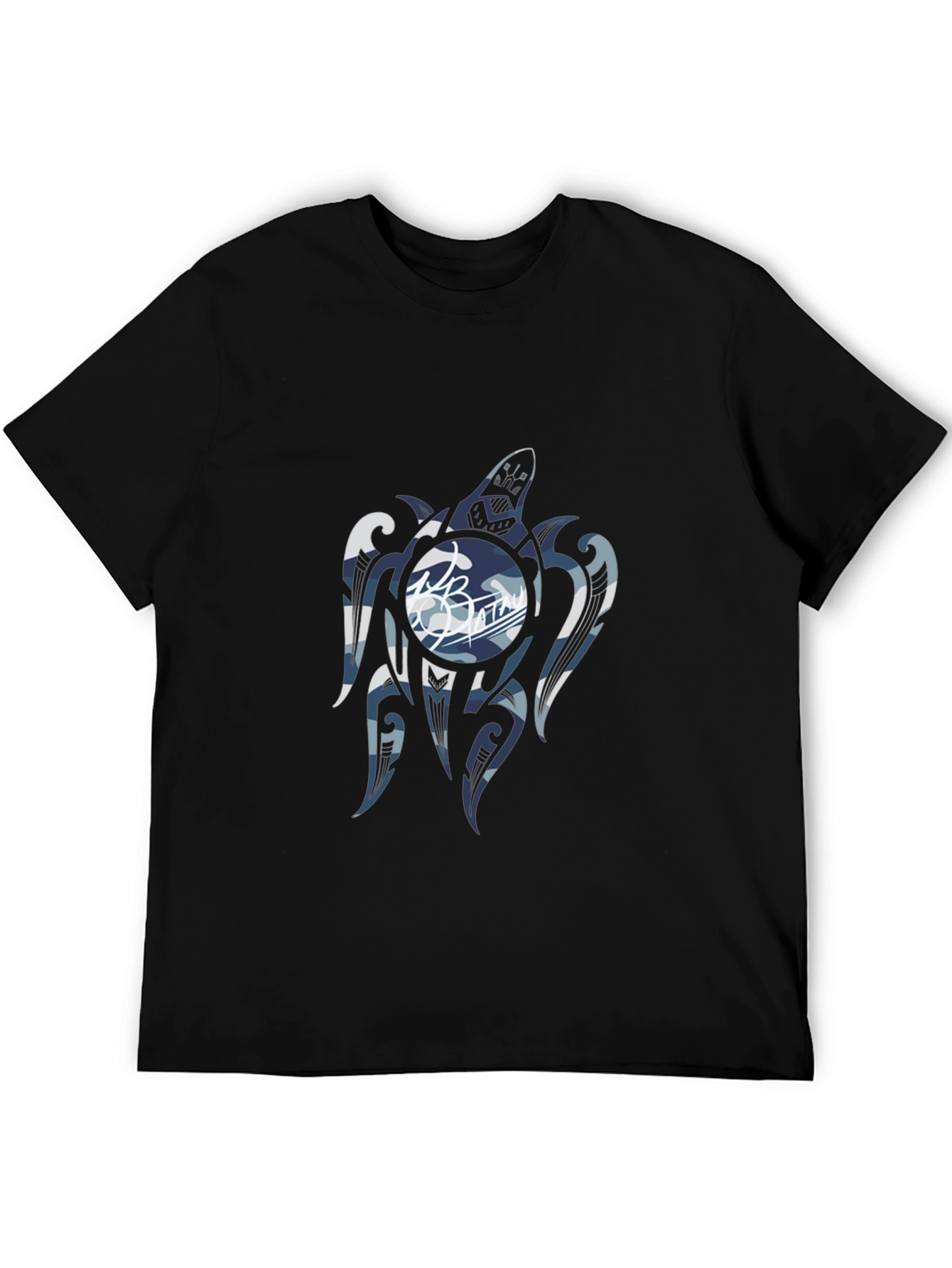 Tribal Turtle Graphic T-Shirt - Black