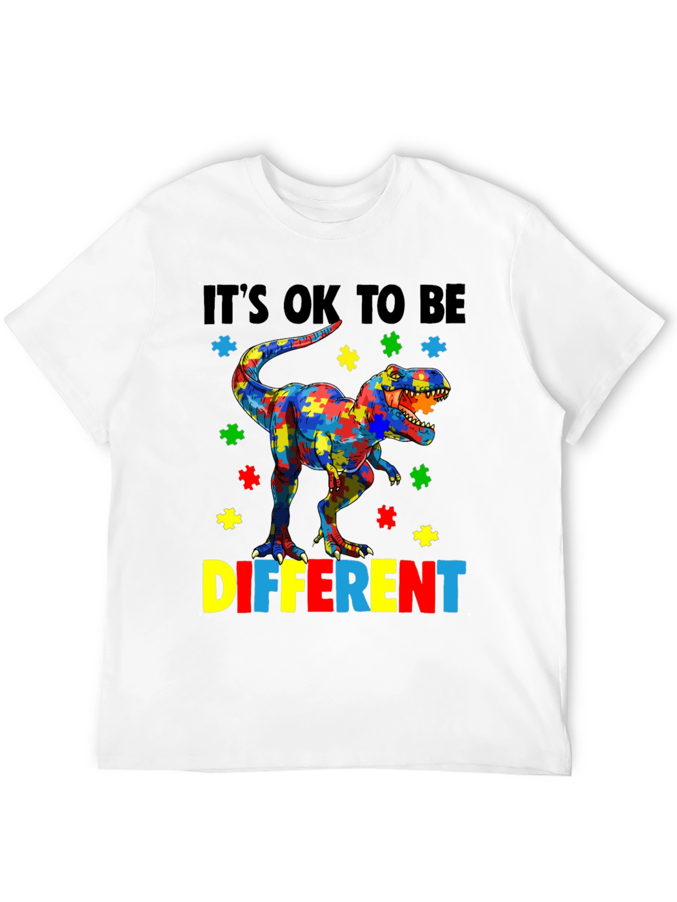 Autism Awareness Dinosaur Puzzle Piece T-Shirt