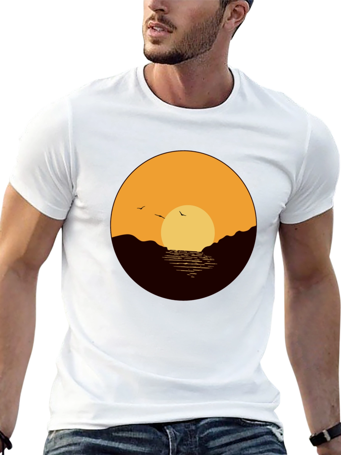 Sunset Graphic Tee - Black Casual Shirt