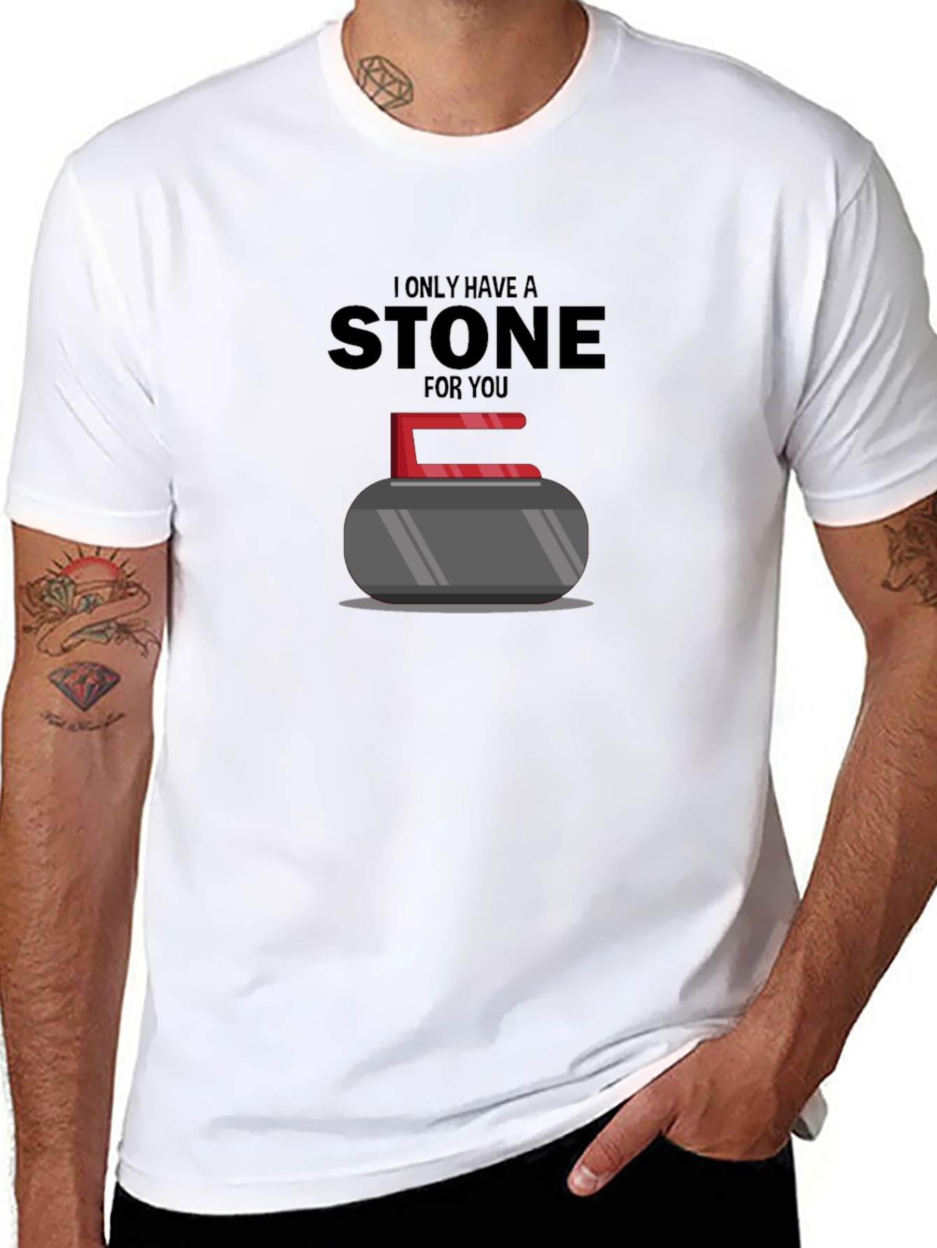 Funny Curling Stone Graphic T-Shirt