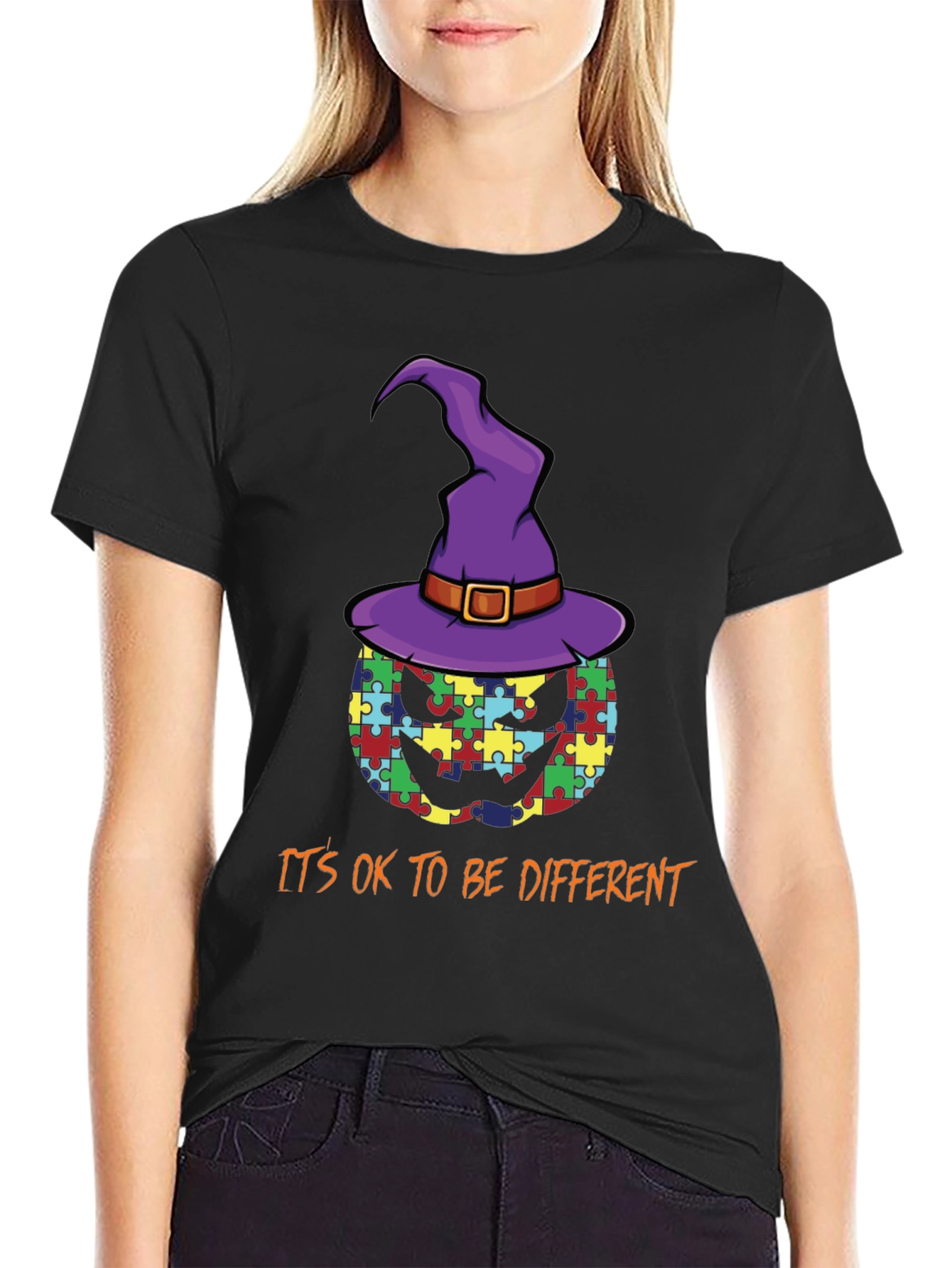 Autism Awareness Pumpkin Witch T-Shirt