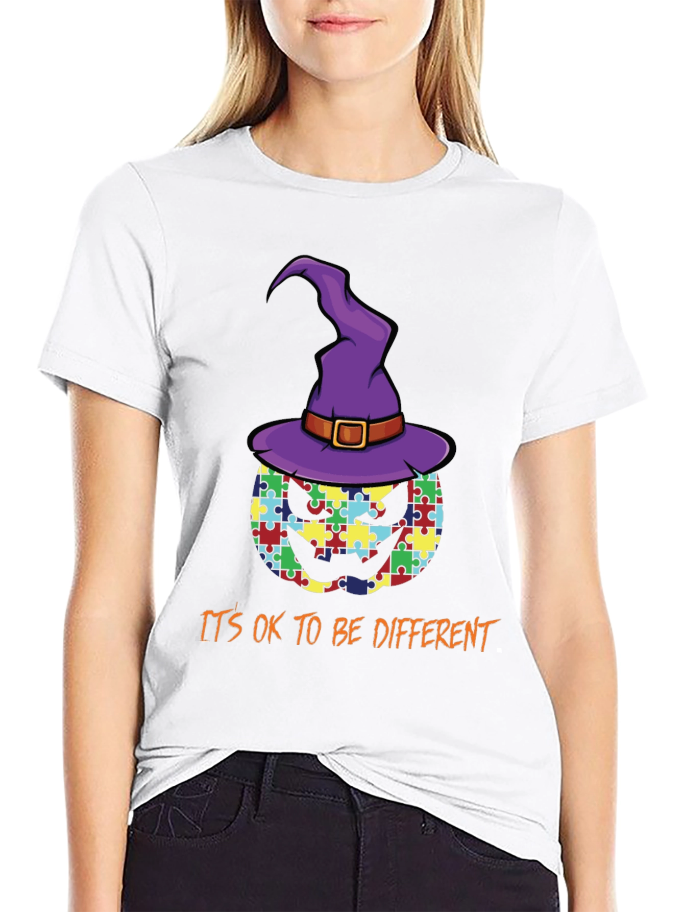 Autism Awareness Pumpkin Witch T-Shirt