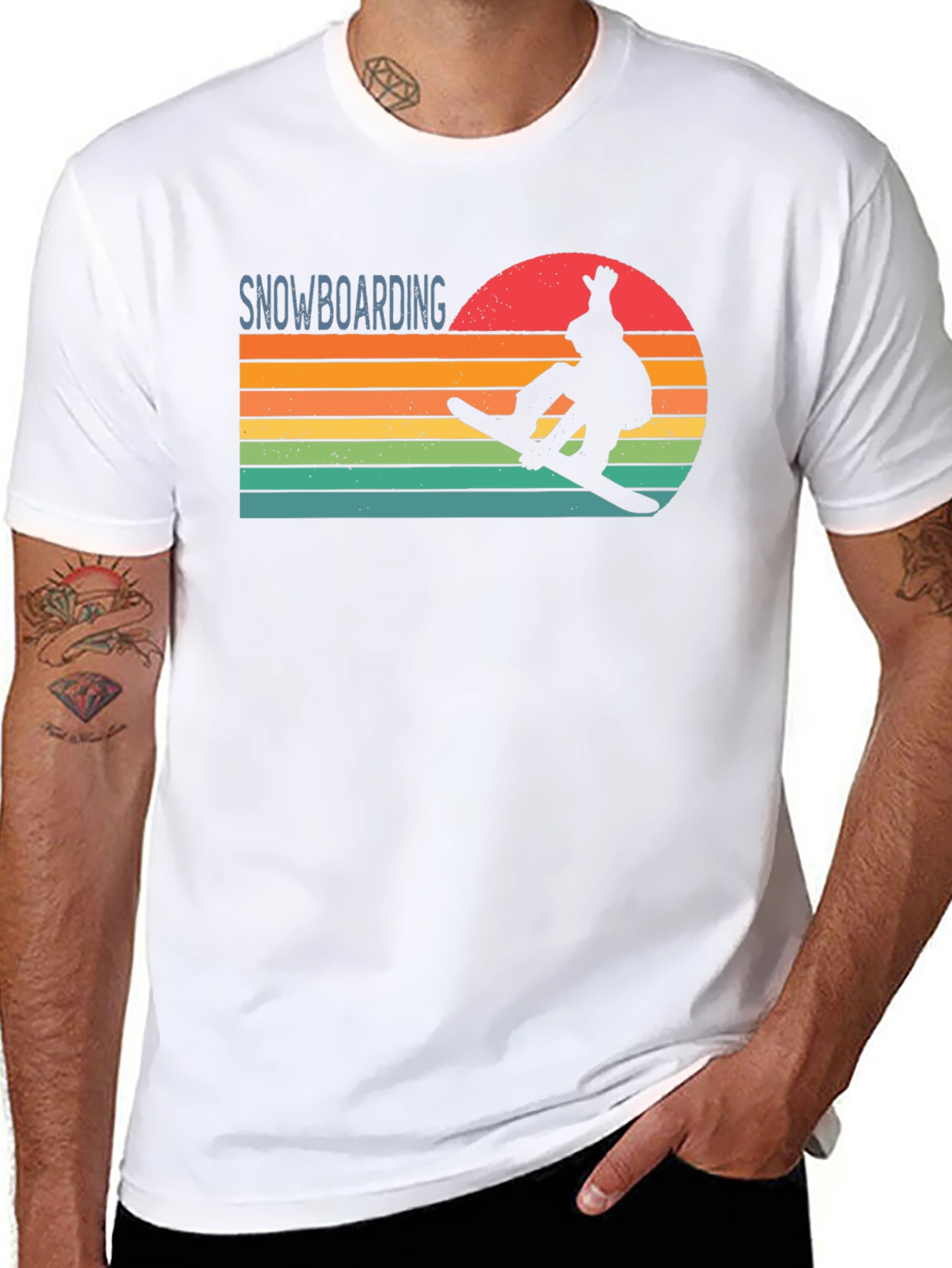 Snowboarding Retro Sunset Graphic Tee