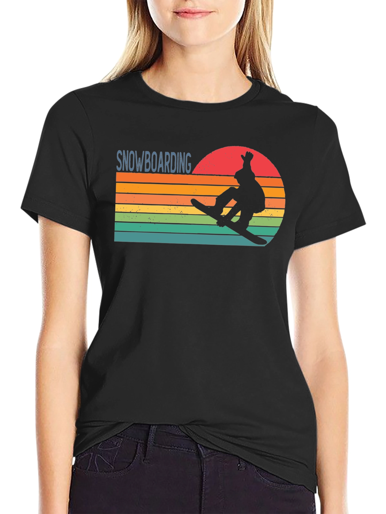 Snowboarding Retro Sunset Graphic Tee