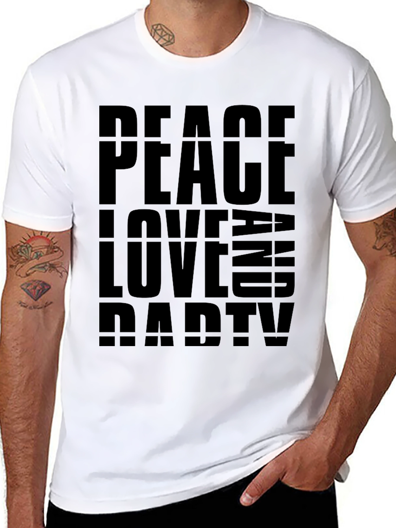 Peace Love Party Graphic Tee - Black T-Shirt