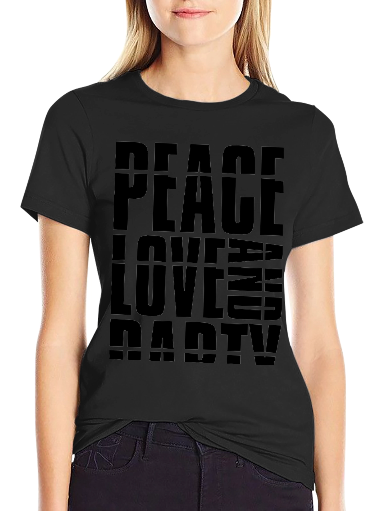 Peace Love Party Graphic Tee - Black T-Shirt