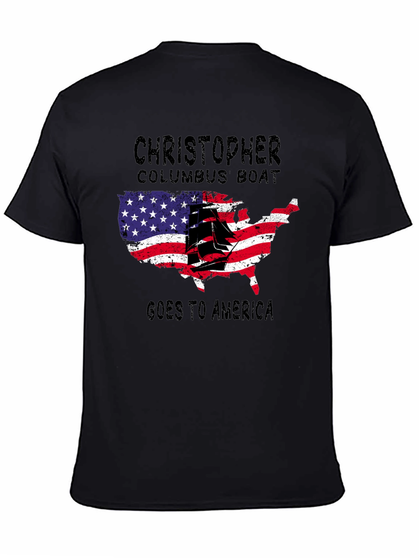 Christopher Columbus Boat USA Map T-Shirt