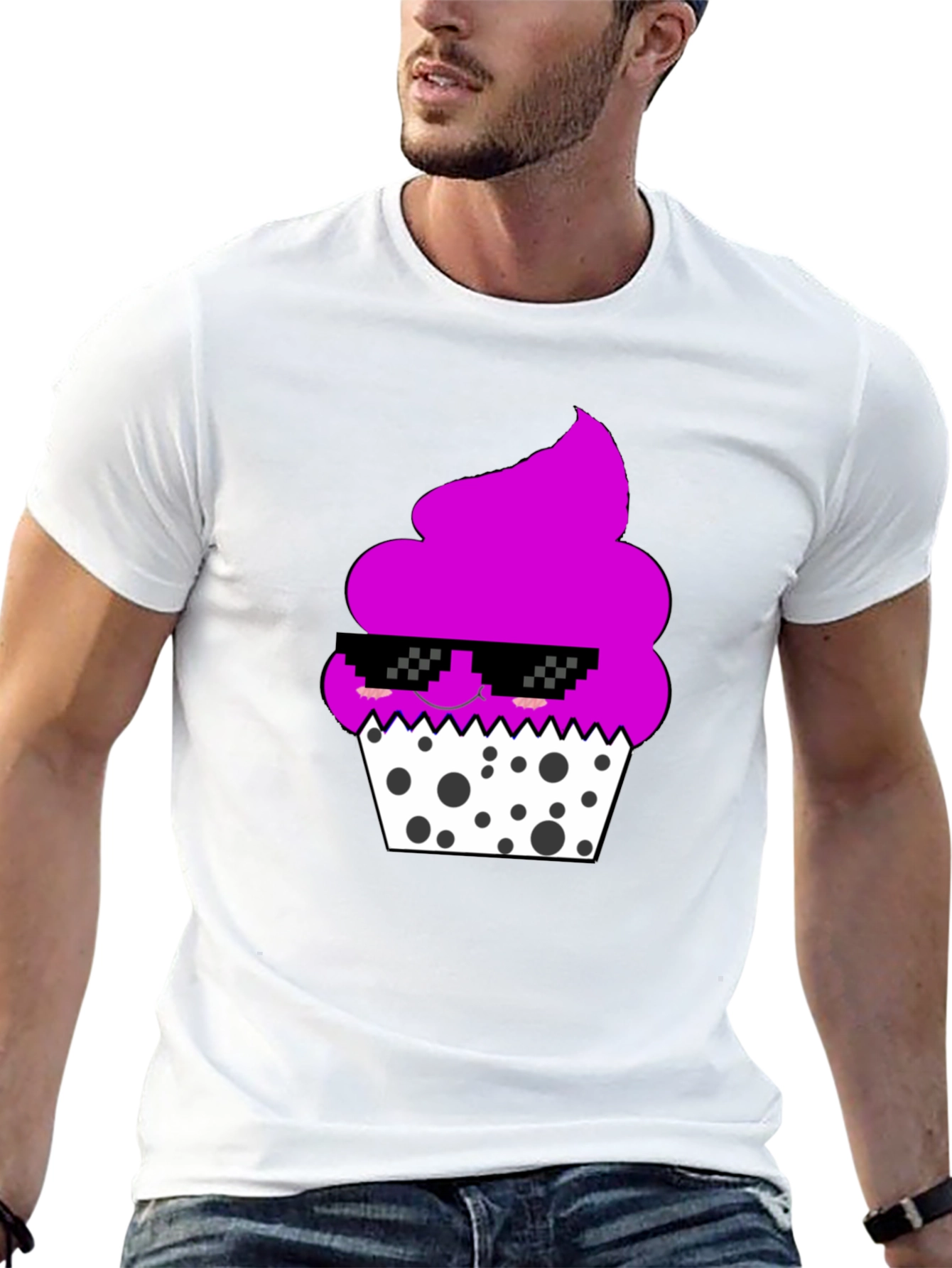 Cool Cupcake Graphic Tee - Black Cotton Blend