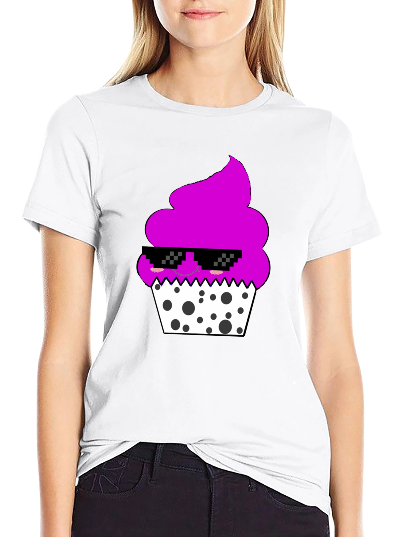 Cool Cupcake Graphic Tee - Black Cotton Blend