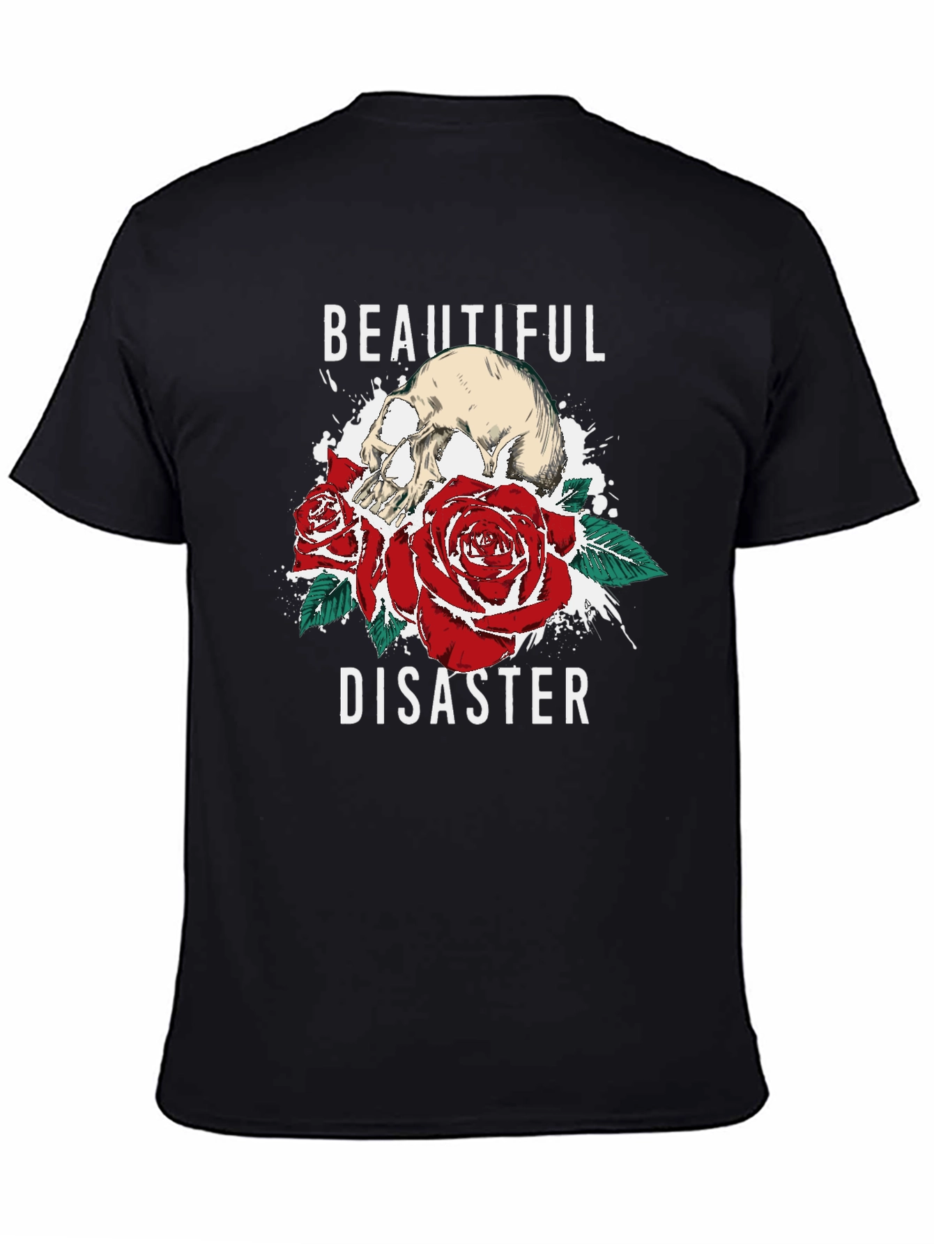 Beautiful Disaster Graphic Tee - Skull & Roses