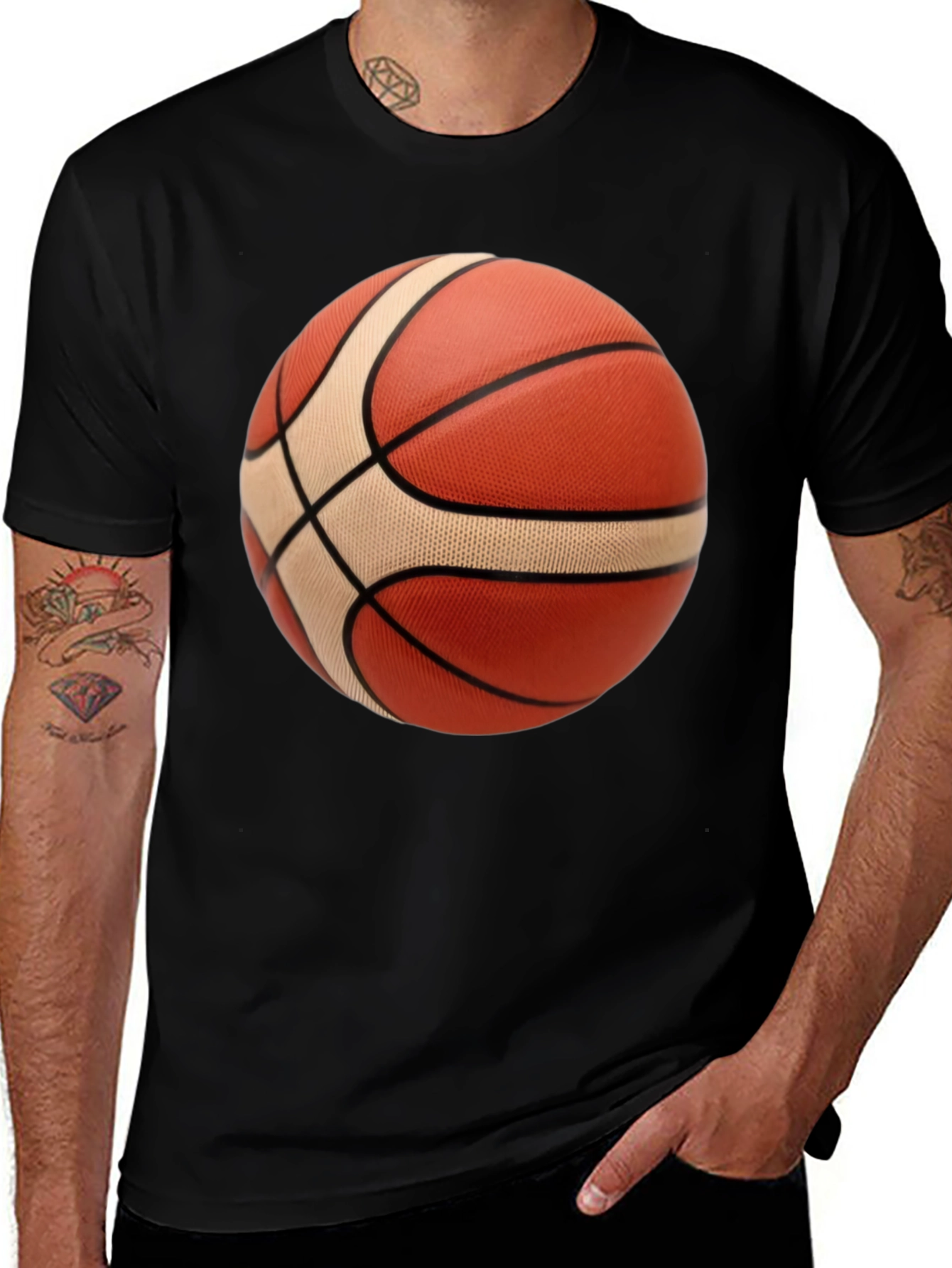 Basketball Graphic Tee - Black Cotton Blend