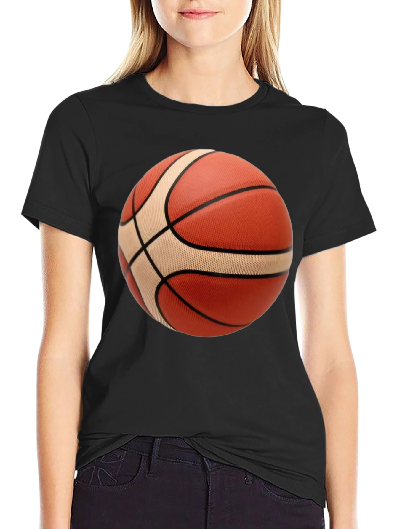 Basketball Graphic Tee - Black Cotton Blend