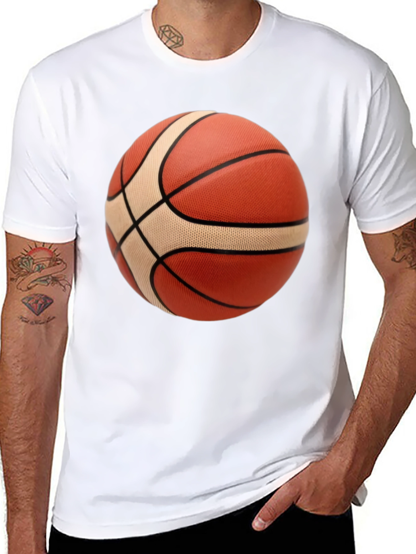 Basketball Graphic Tee - Black Cotton Blend