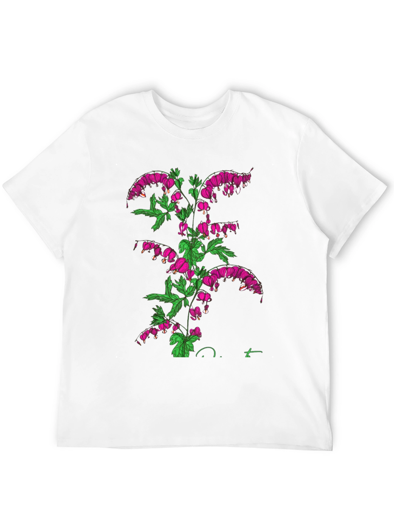 Bleeding Heart Flower Graphic Black T-Shirt