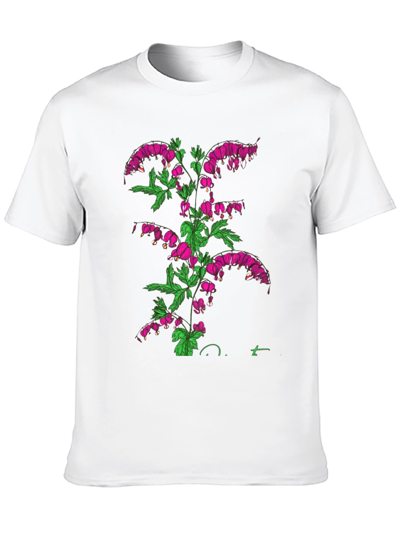Bleeding Heart Flower Graphic Black T-Shirt
