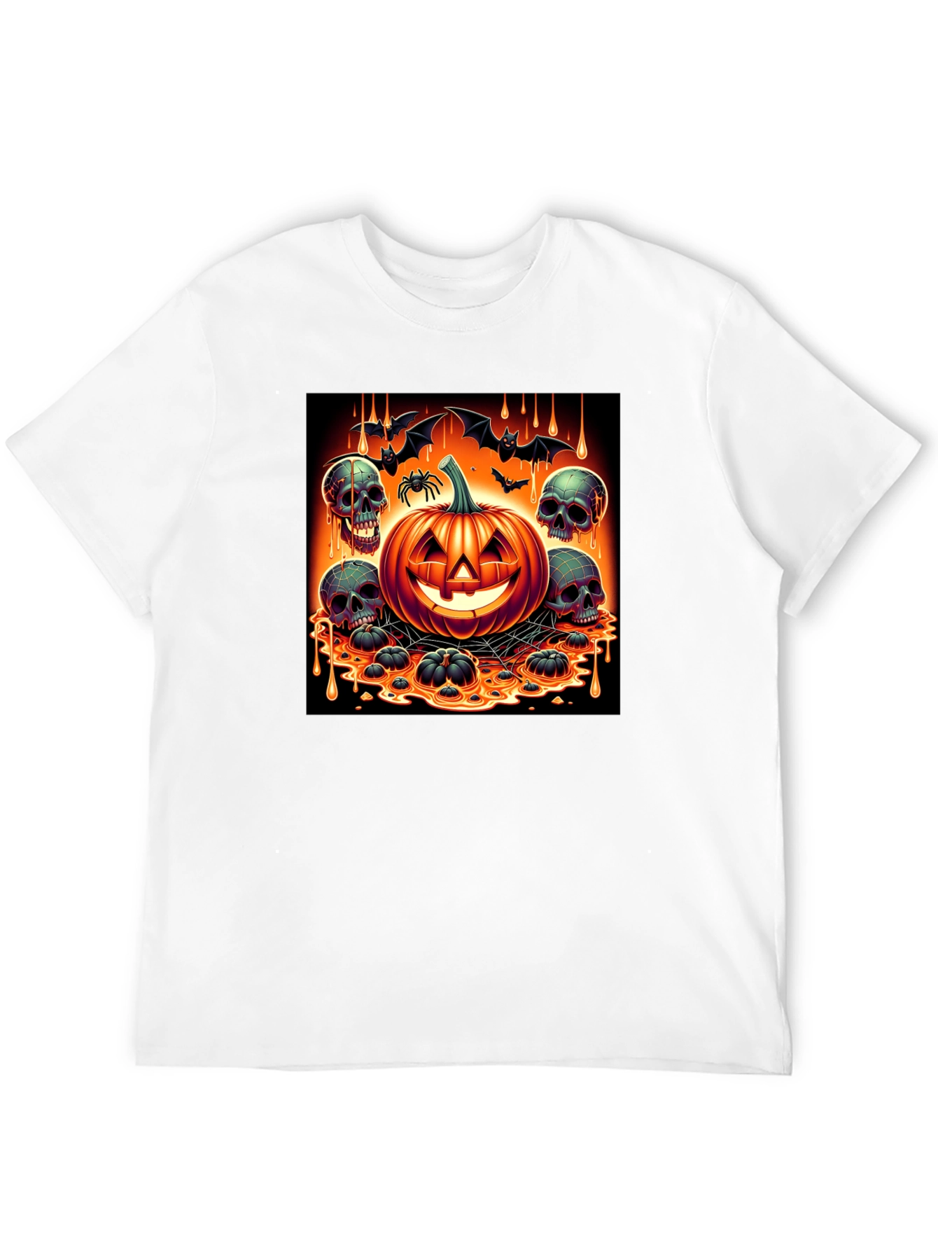 Halloween Pumpkin & Skulls Graphic T-Shirt