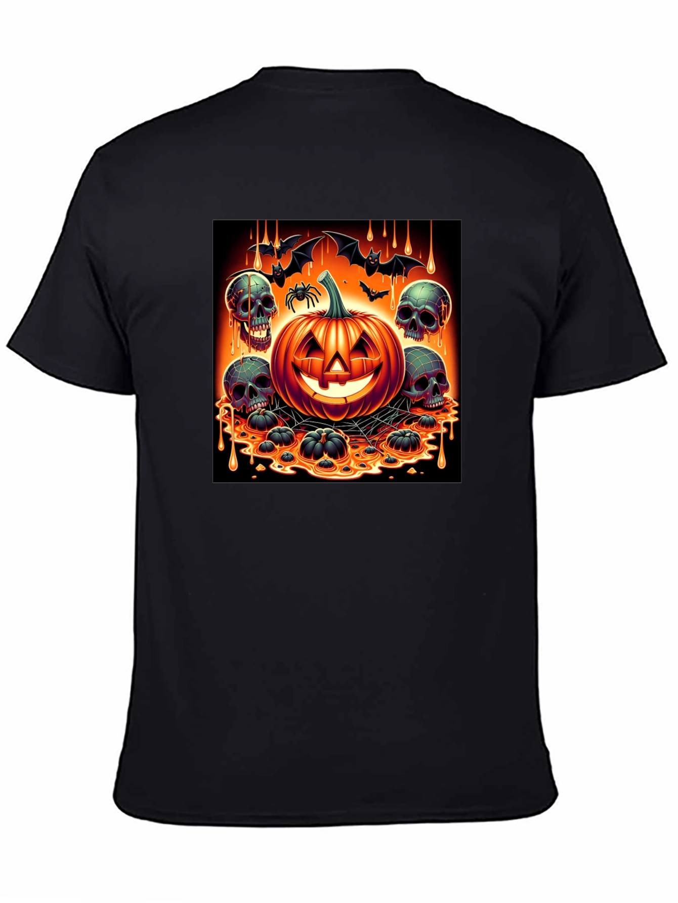 Halloween Pumpkin & Skulls Graphic T-Shirt