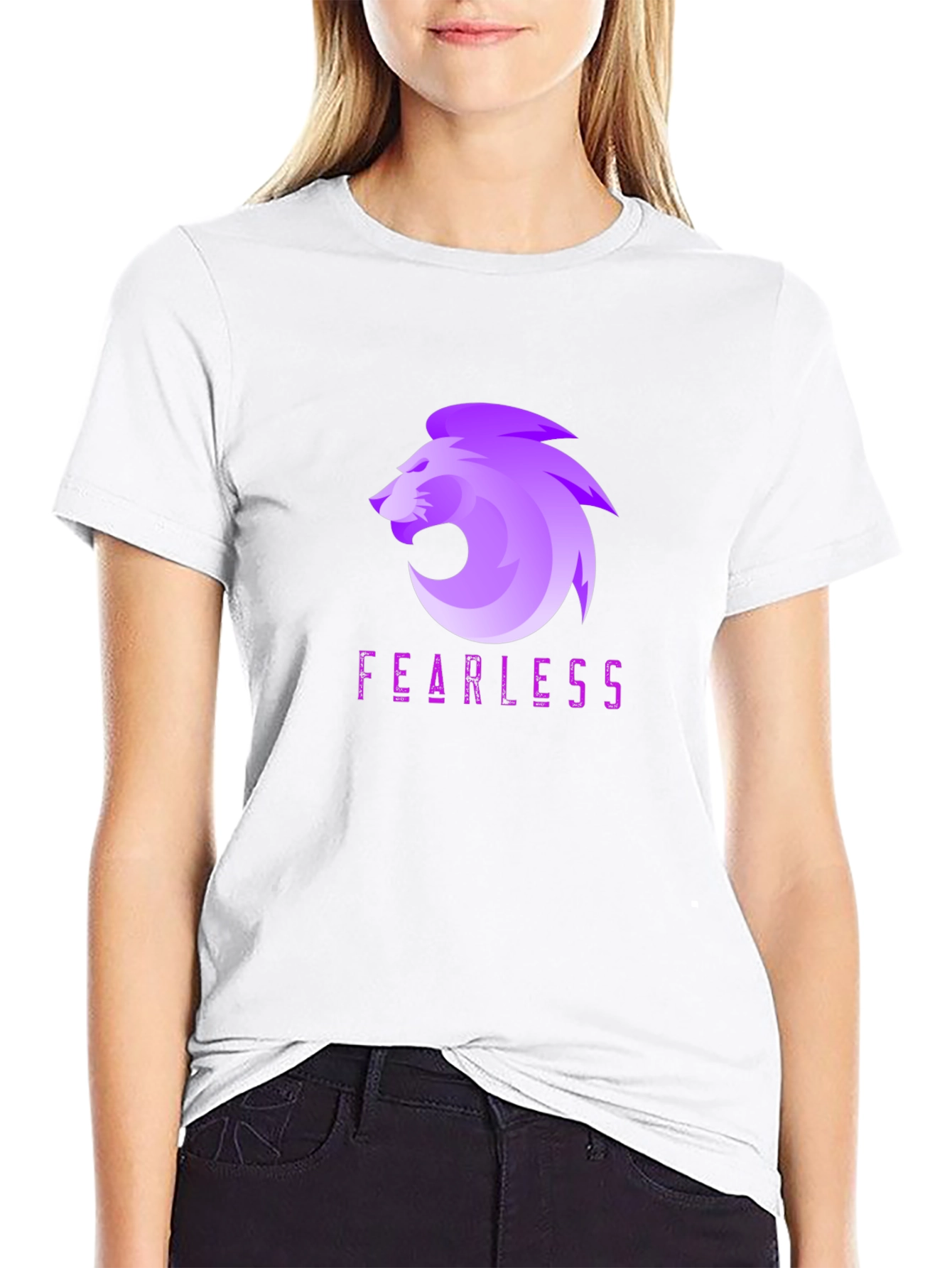 Fearless Lion Graphic Tee - Black Cotton Blend