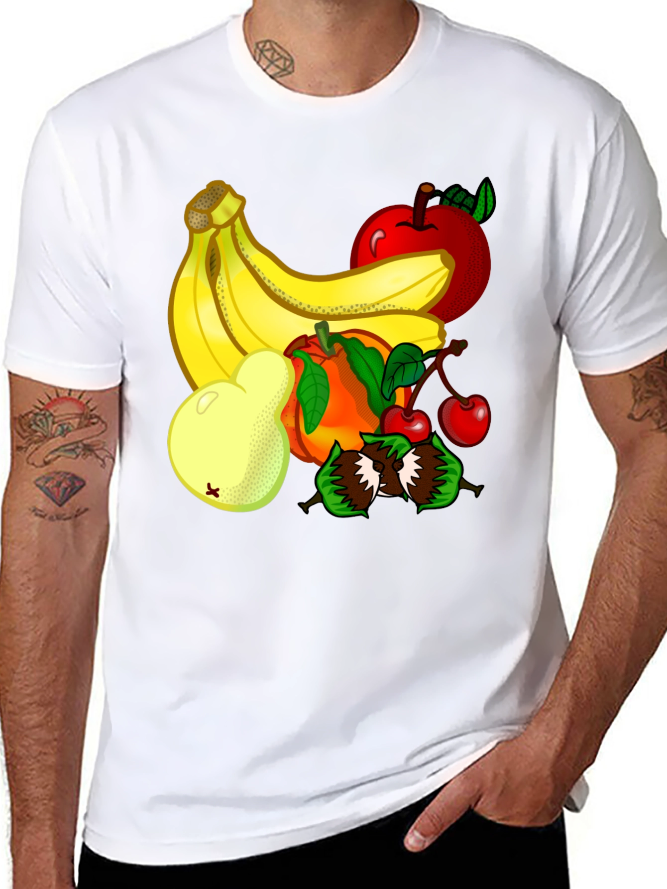 Fruit Design Black T-Shirt