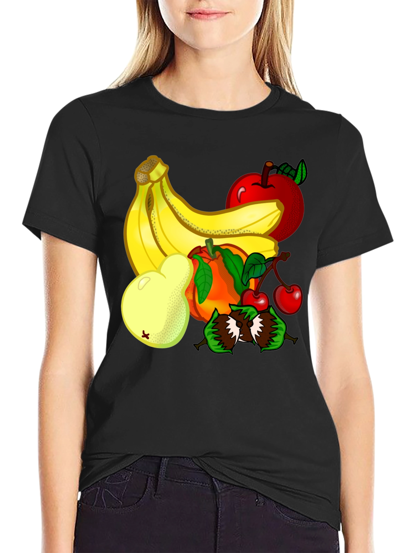 Fruit Design Black T-Shirt