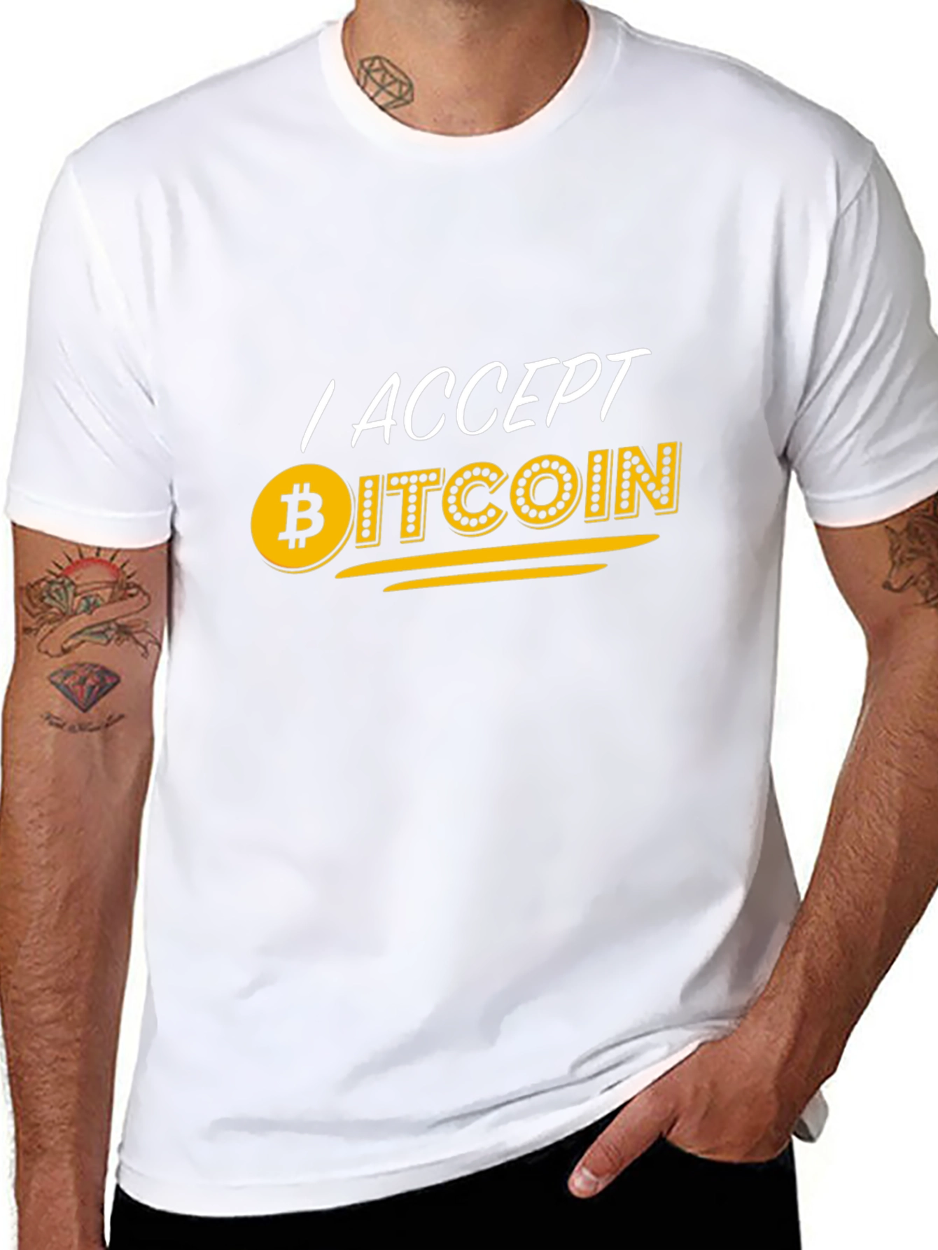I Accept Bitcoin Black T-Shirt - Crypto Currency Tee