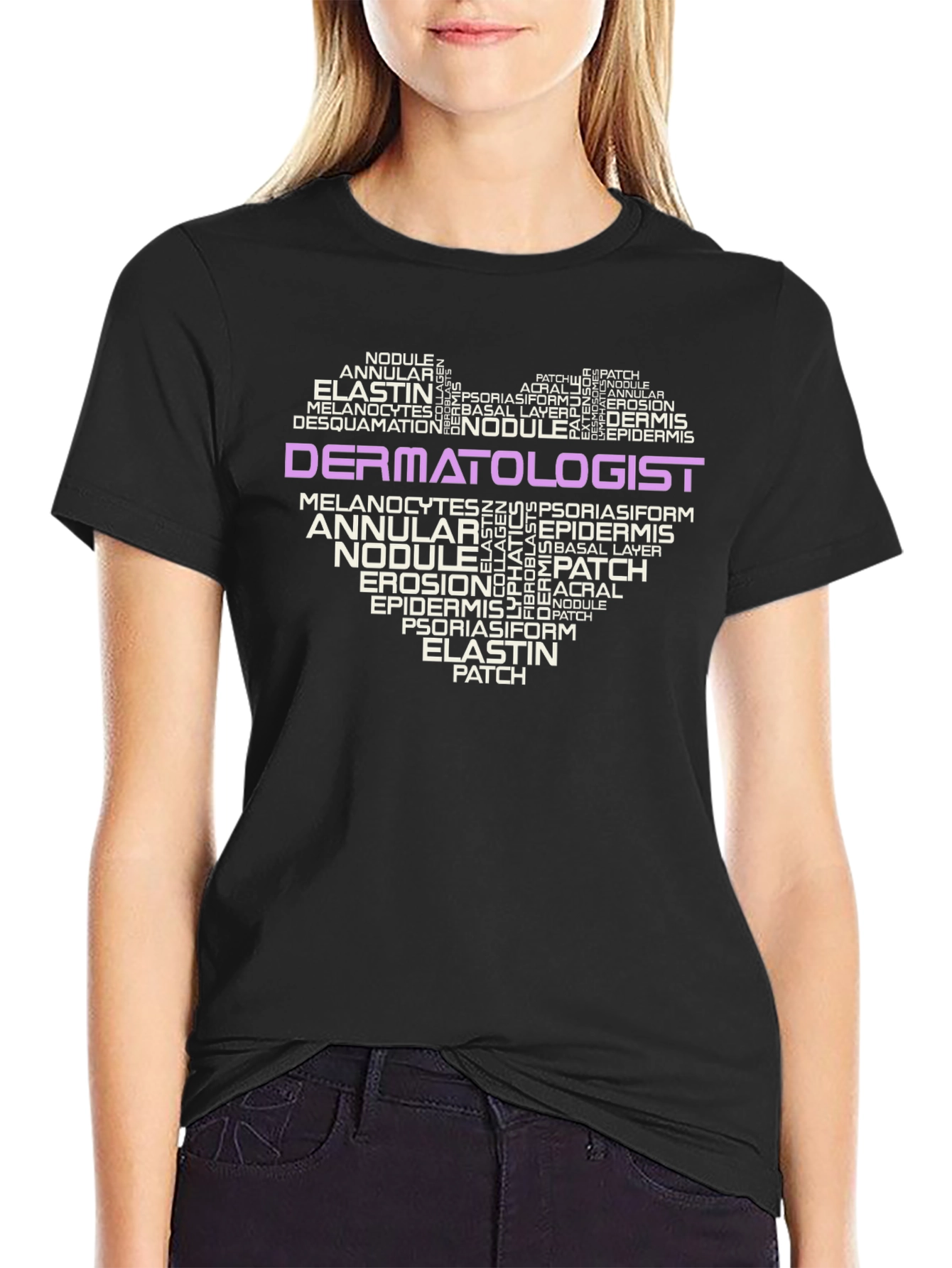 Dermatologist Word Art Heart T-Shirt