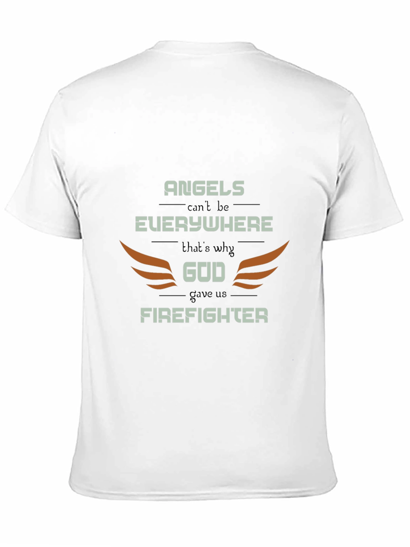 Firefighter Graphic Tee - Angel Wings Design Everyday Wear