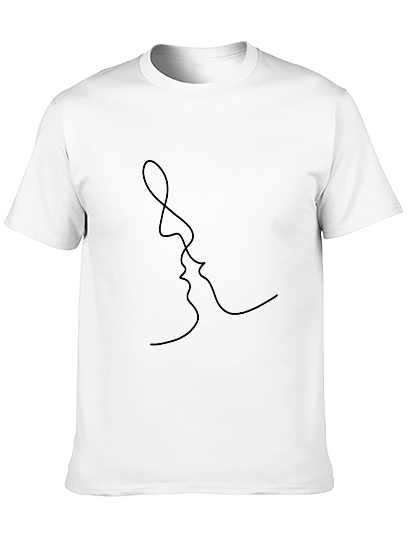 Minimalist Kissing Faces Graphic Black T-Shirt