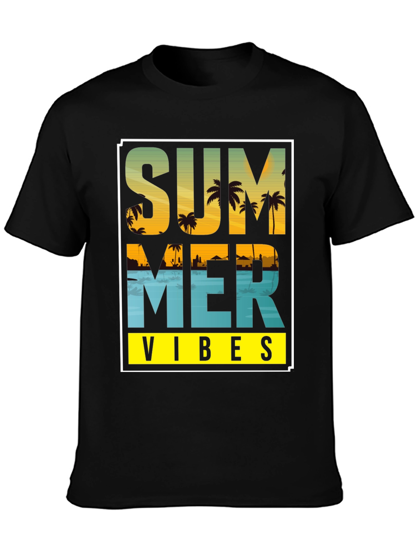 Summer Vibes Graphic T-Shirt - Island Palm Tree Design
