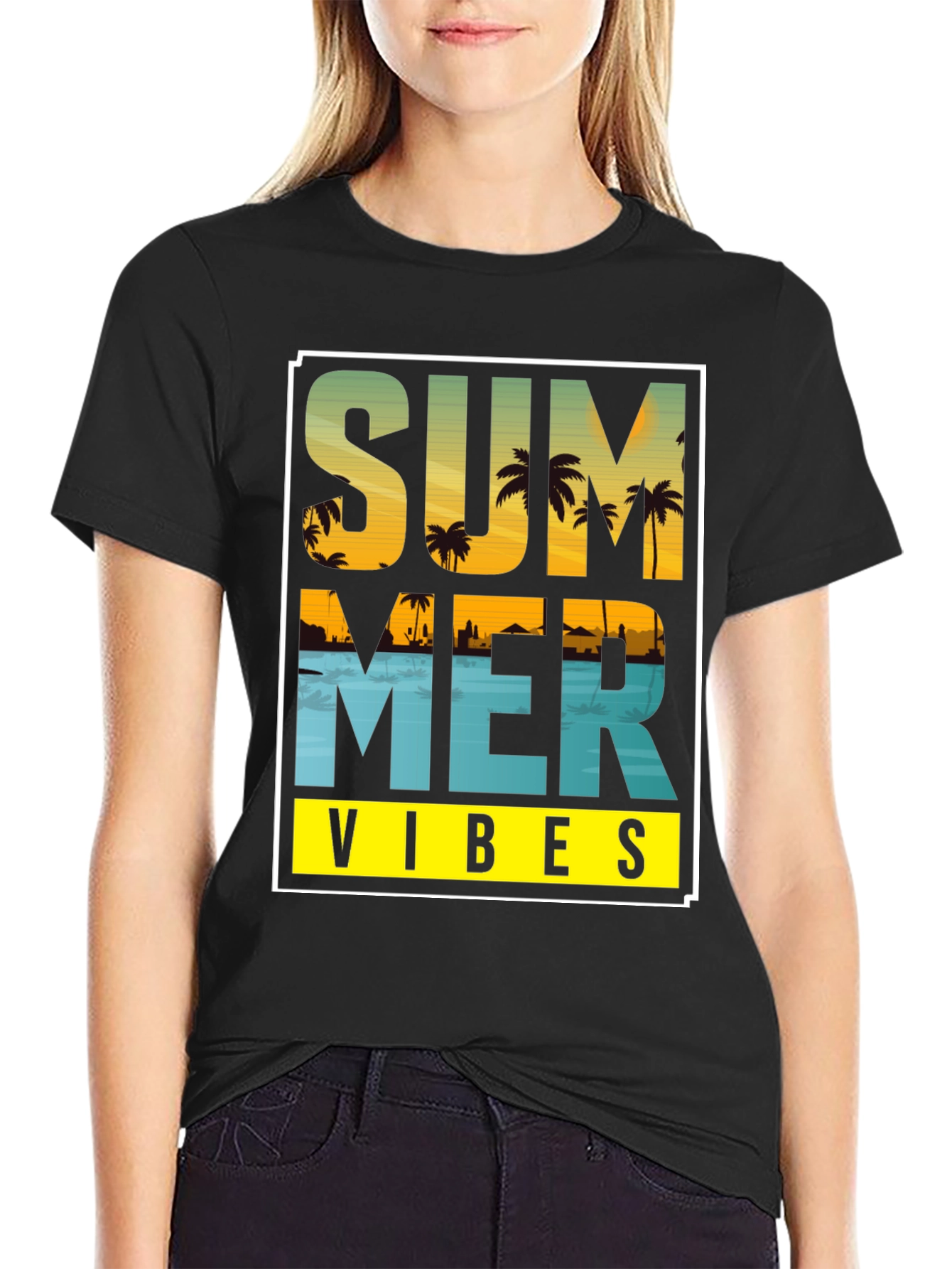 Summer Vibes Graphic T-Shirt - Island Palm Tree Design