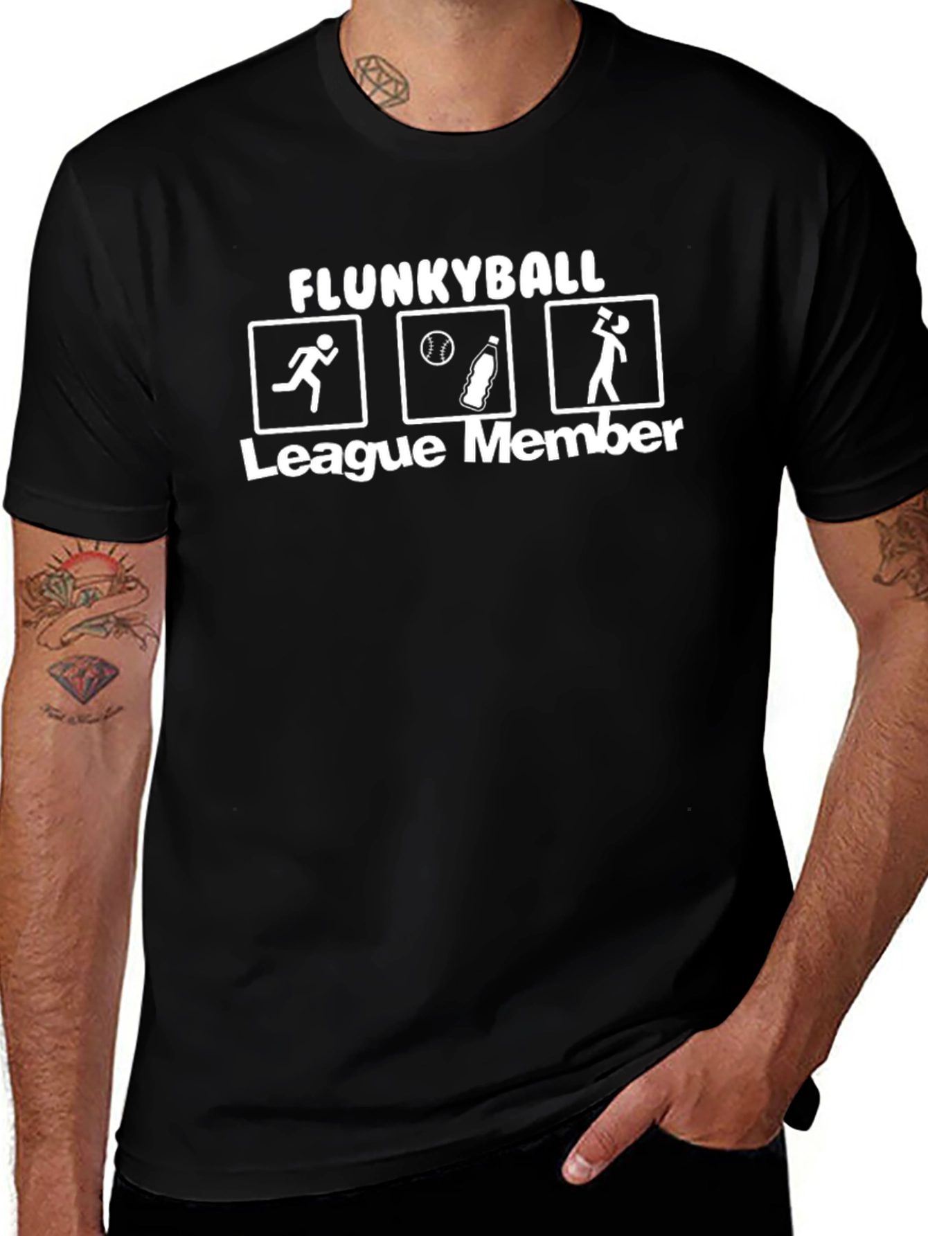 Flunkyball League Member Black Graphic T-Shirt