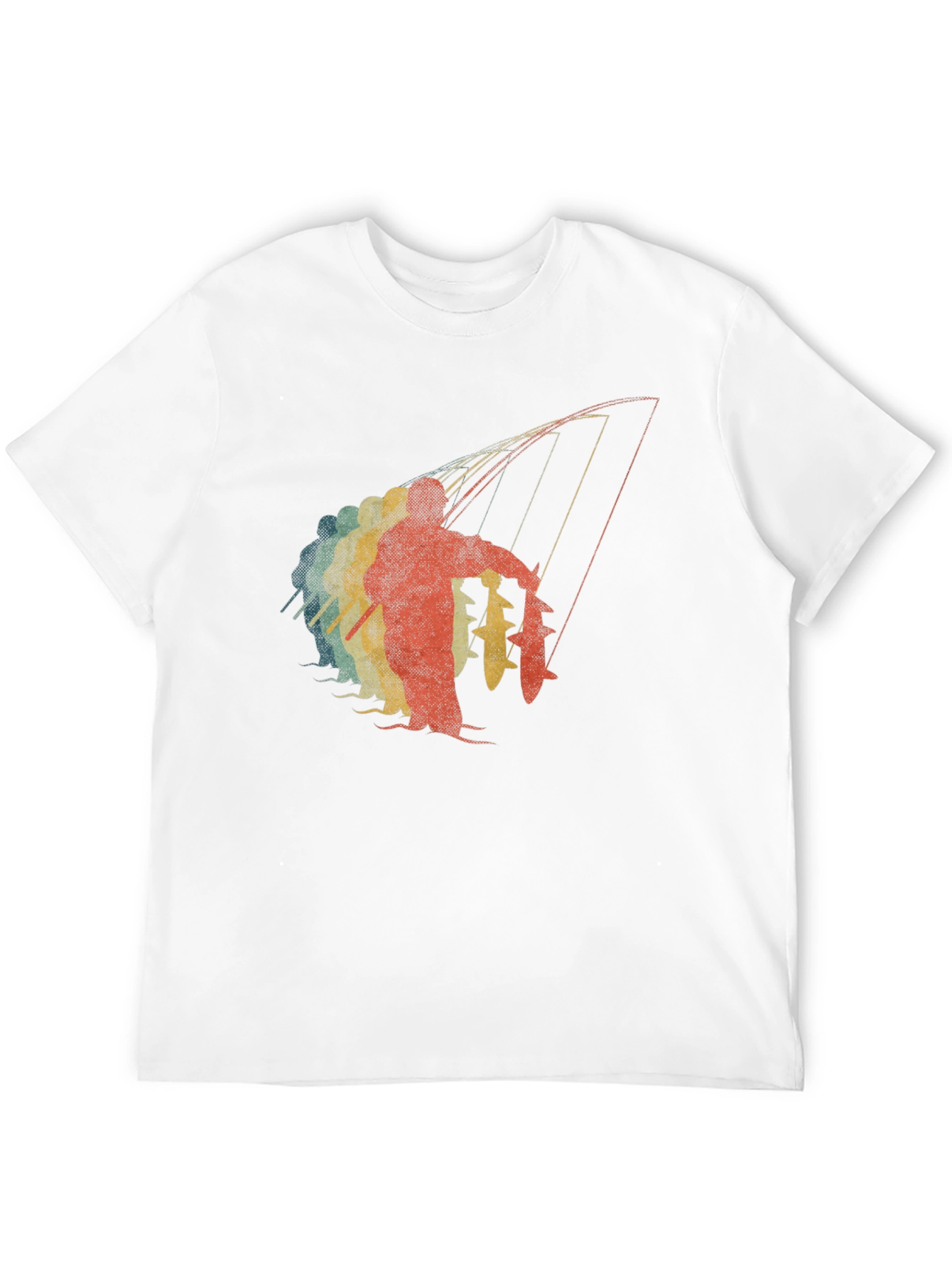 Retro Fisherman Graphic Tee - Black Cotton T-Shirt