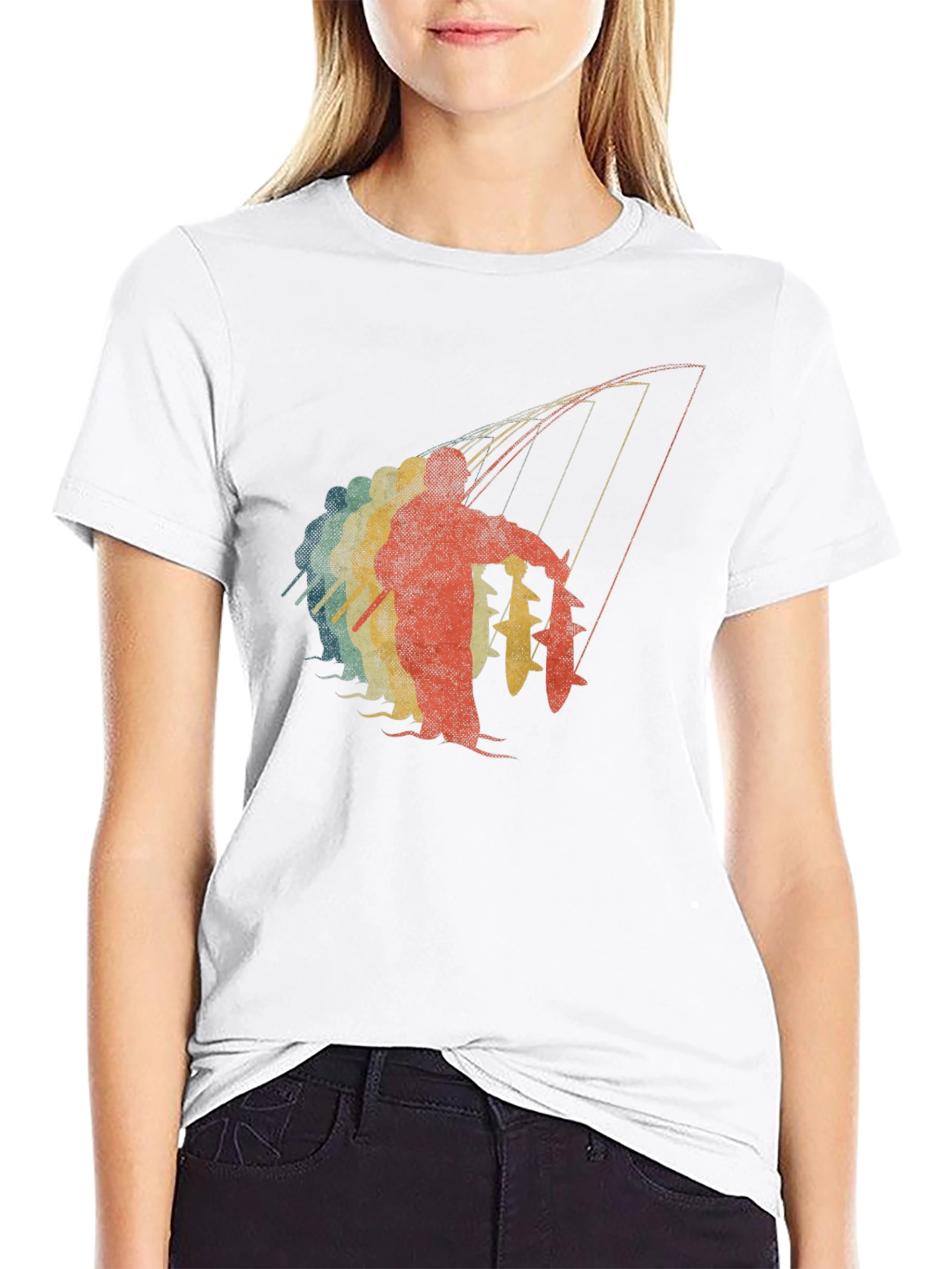 Retro Fisherman Graphic Tee - Black Cotton T-Shirt
