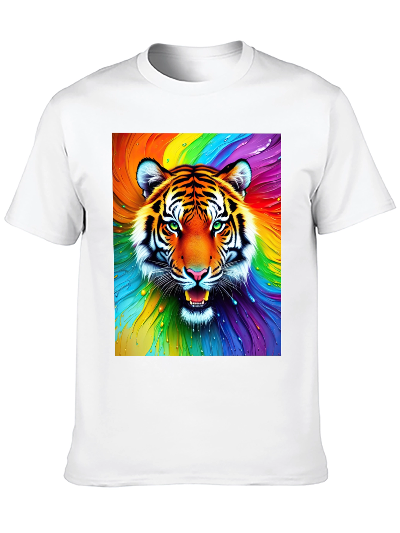 Rainbow Tiger Graphic Tee - Bold Animal Print