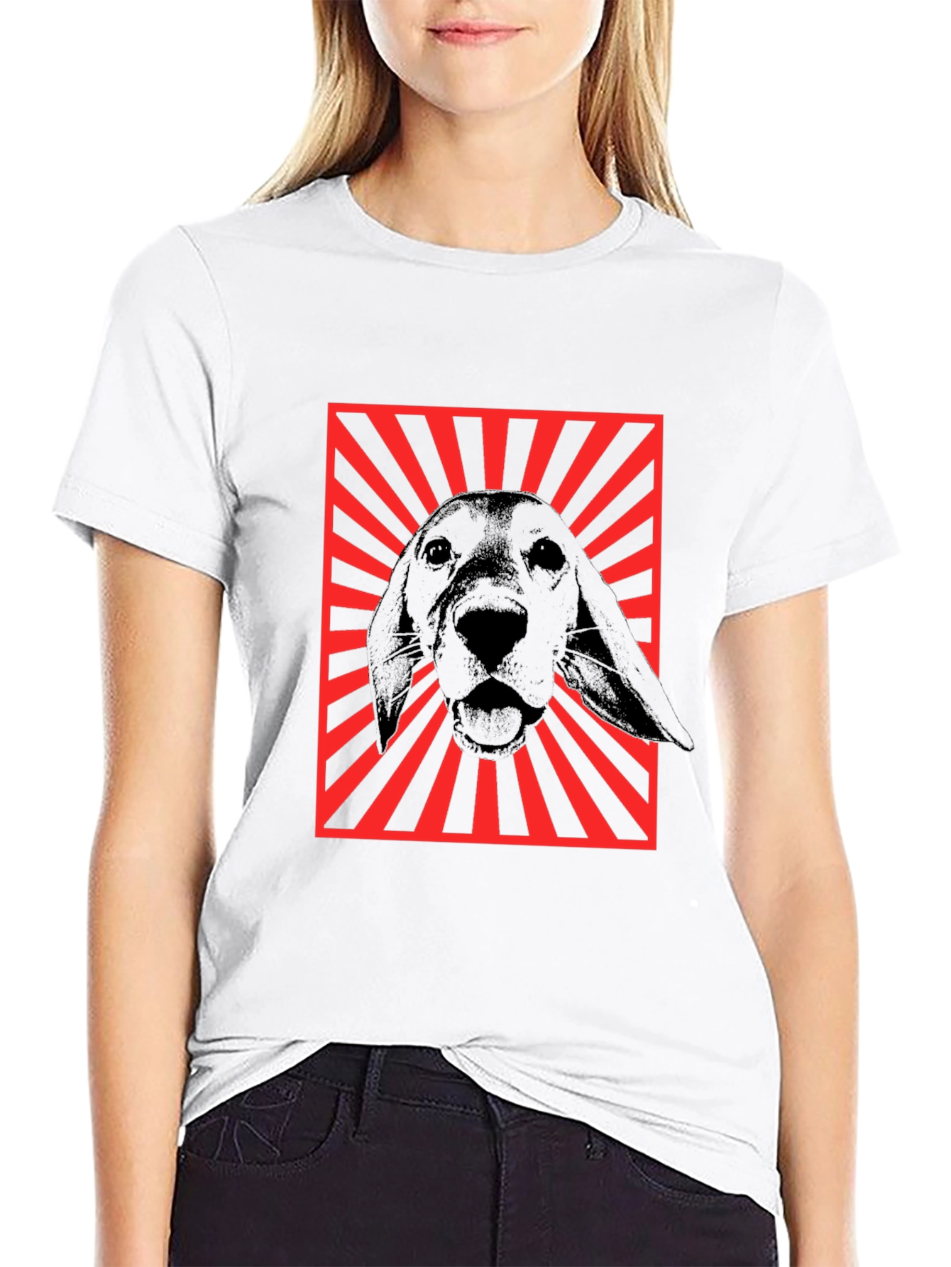 Dog Graphic Tee - Red Rays Black Shirt