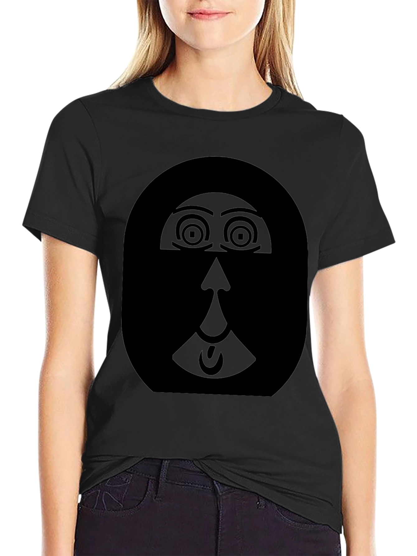 Abstract Face Graphic Black T-Shirt