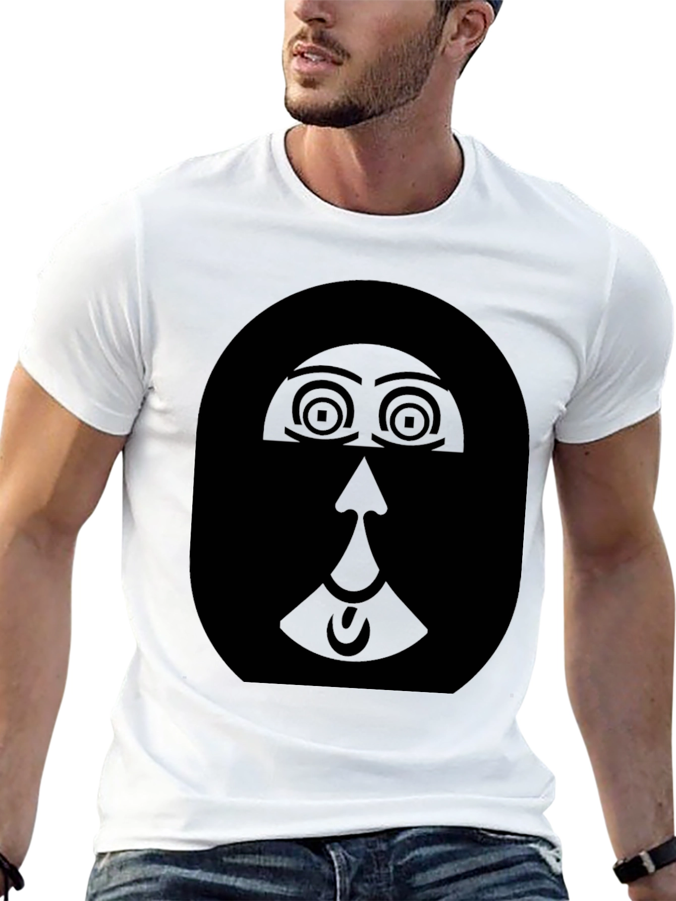 Abstract Face Graphic Black T-Shirt