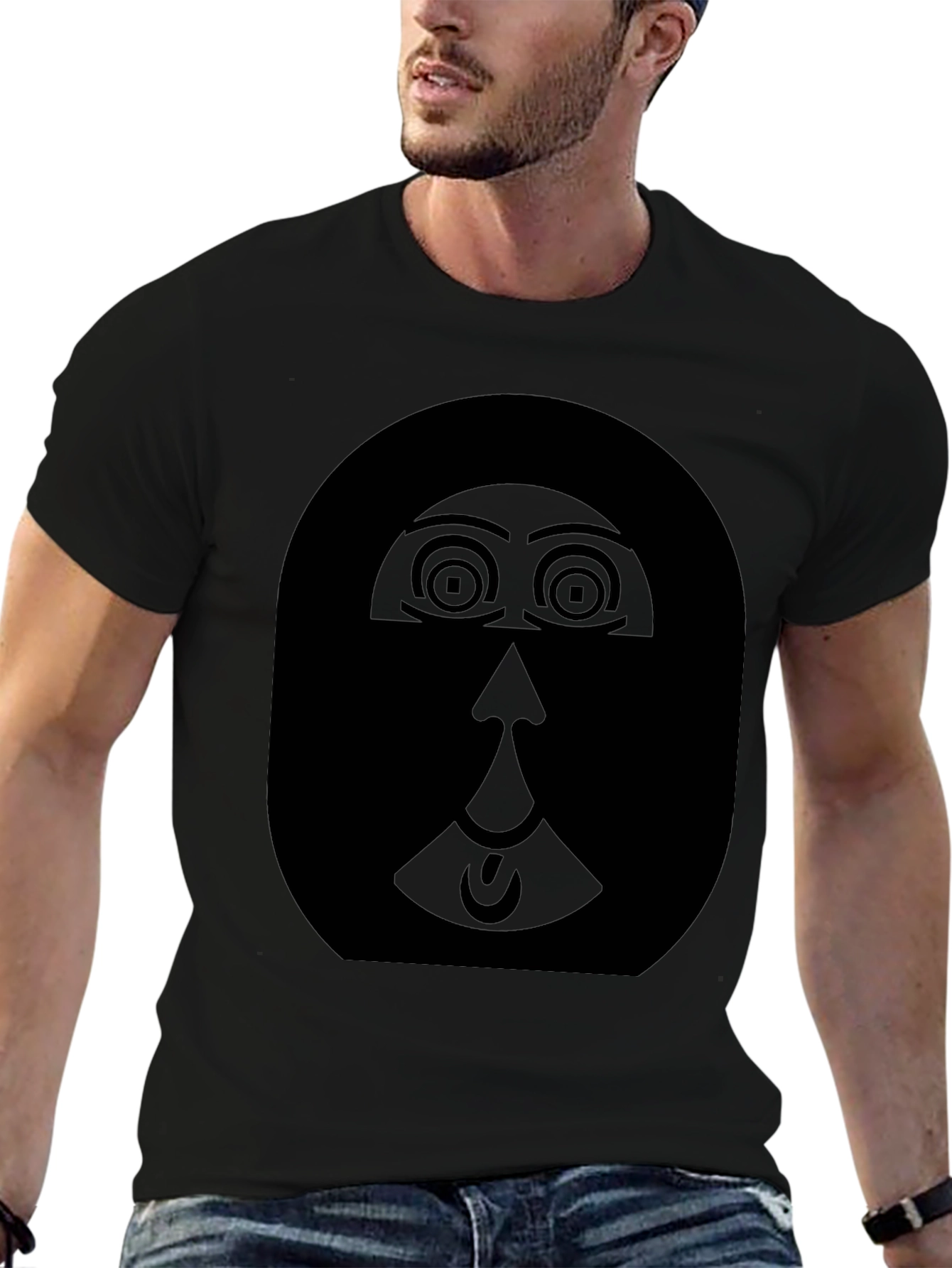 Abstract Face Graphic Black T-Shirt
