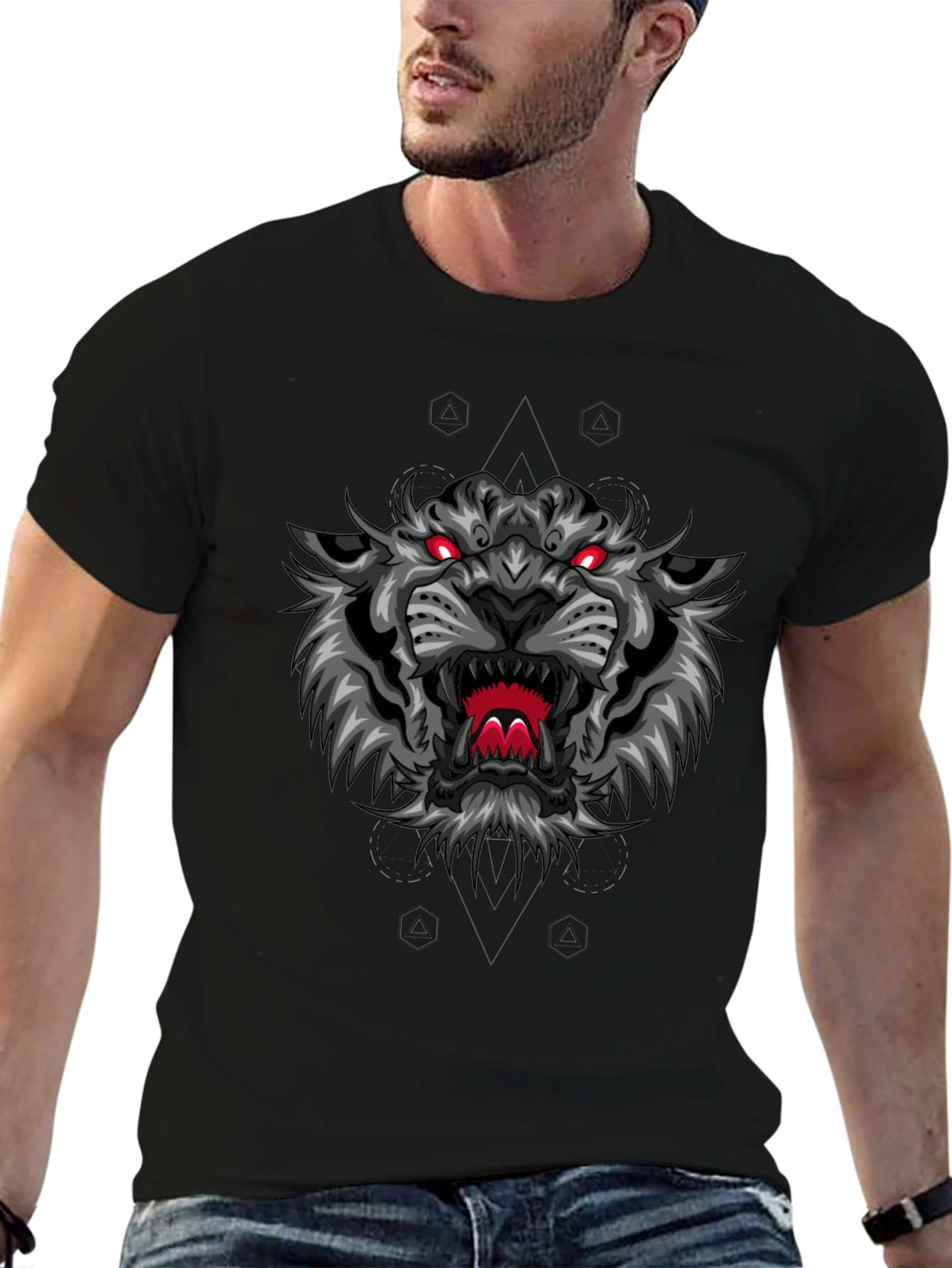 Fierce Tiger Graphic Tee - Black Cotton Comfort