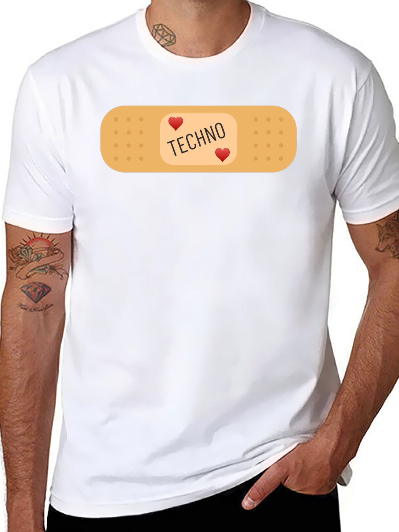 Techno Heart Band-Aid T-Shirt - Music Lover Tee