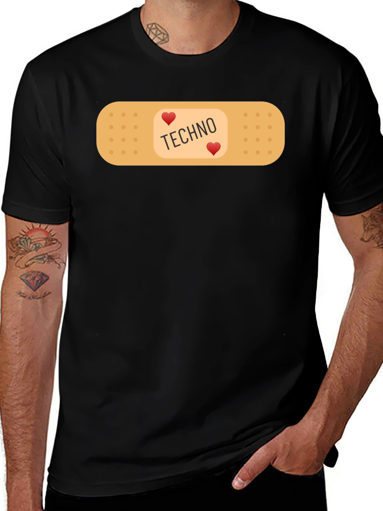 Techno Heart Band-Aid T-Shirt - Music Lover Tee