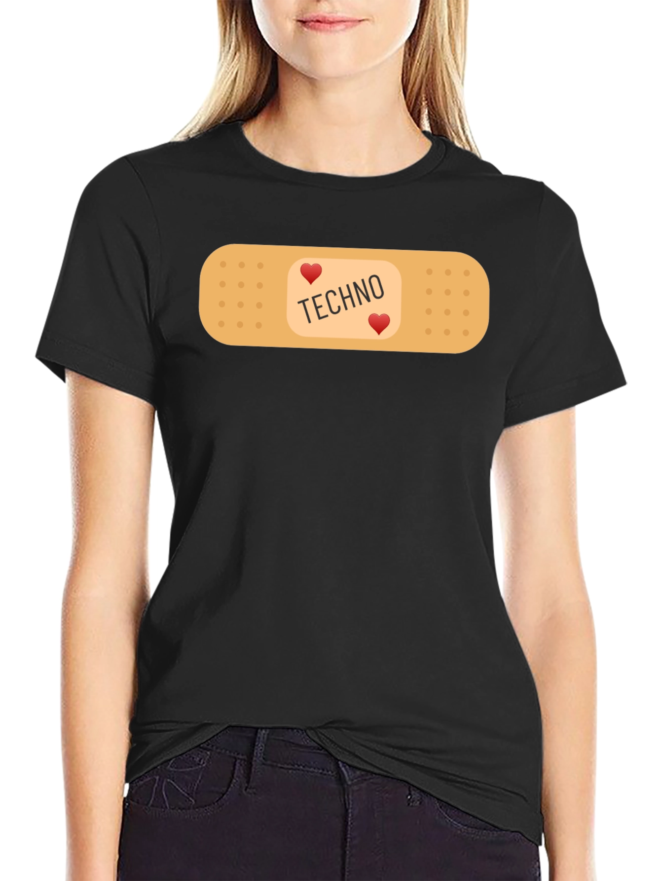 Techno Heart Band-Aid T-Shirt - Music Lover Tee