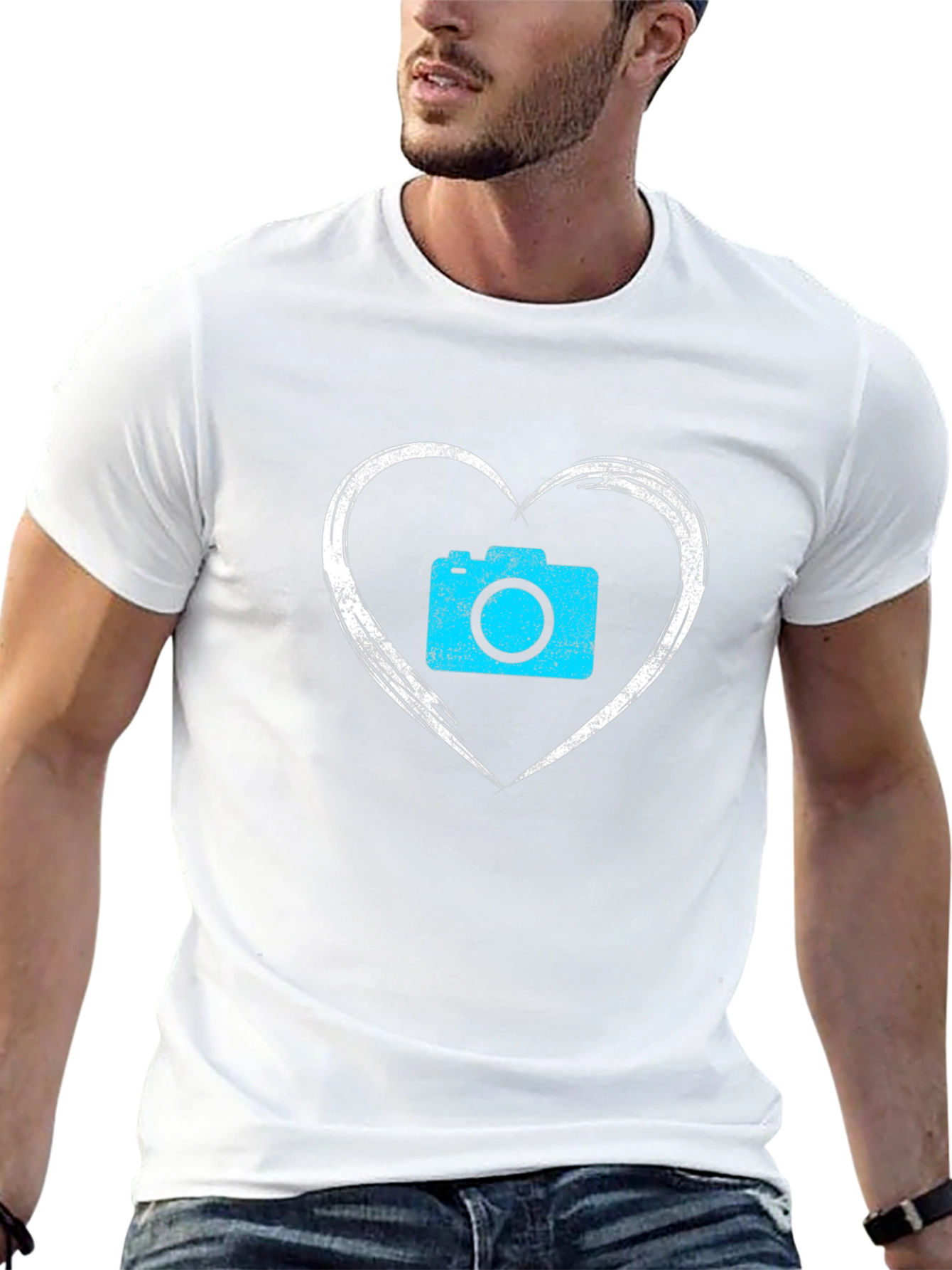 Camera Heart Graphic Black T-Shirt