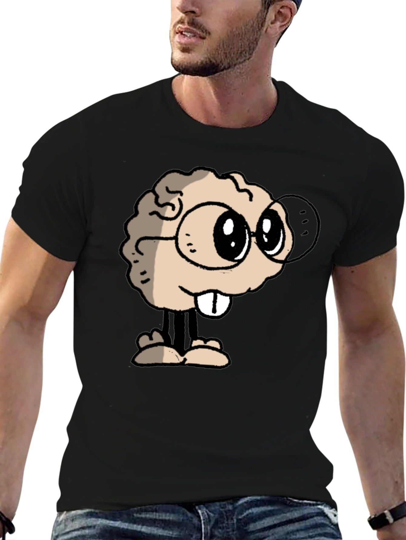 Brainy Character Graphic Tee - Black