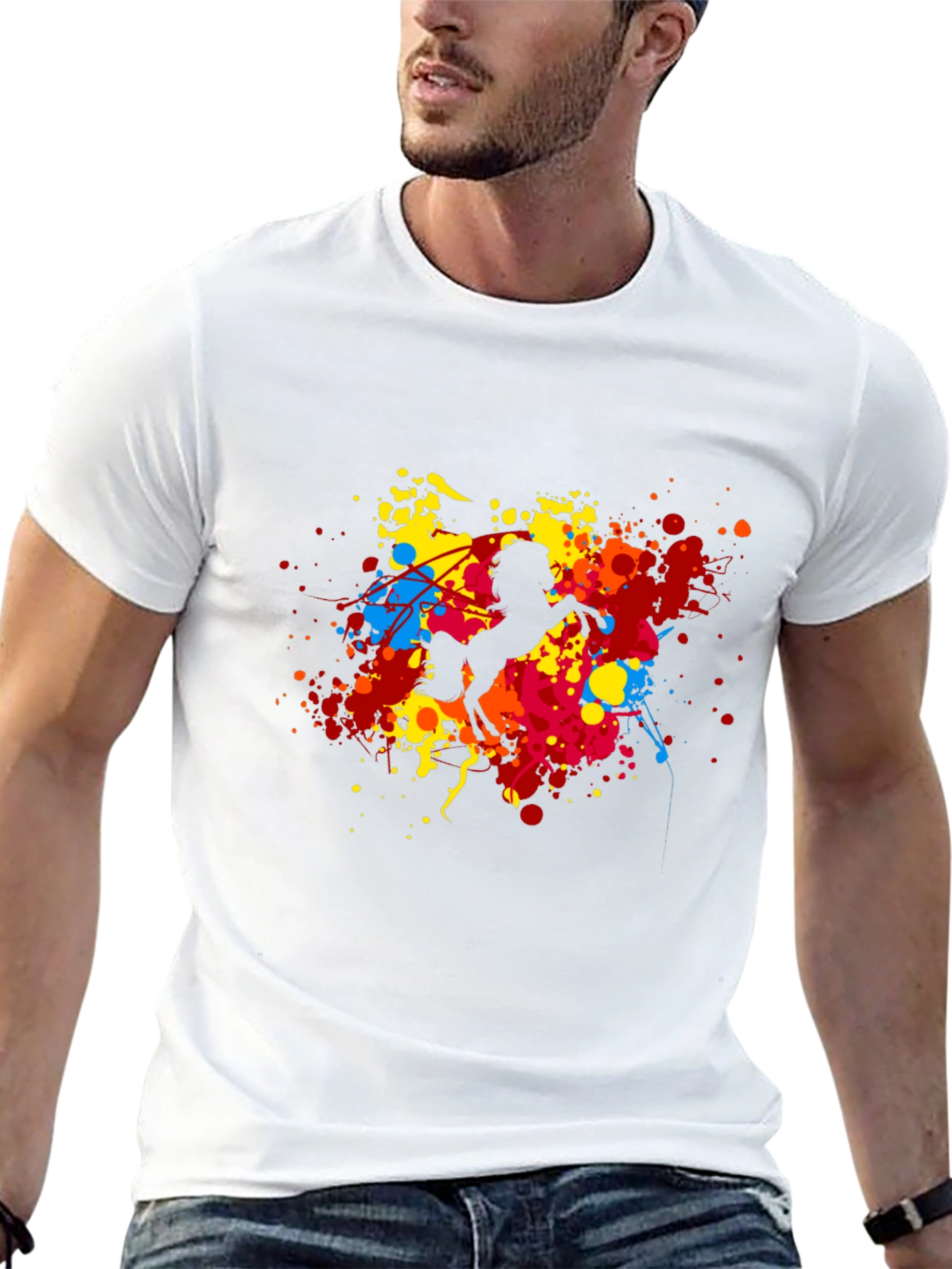 Vibrant Horse Graphic Black T-Shirt