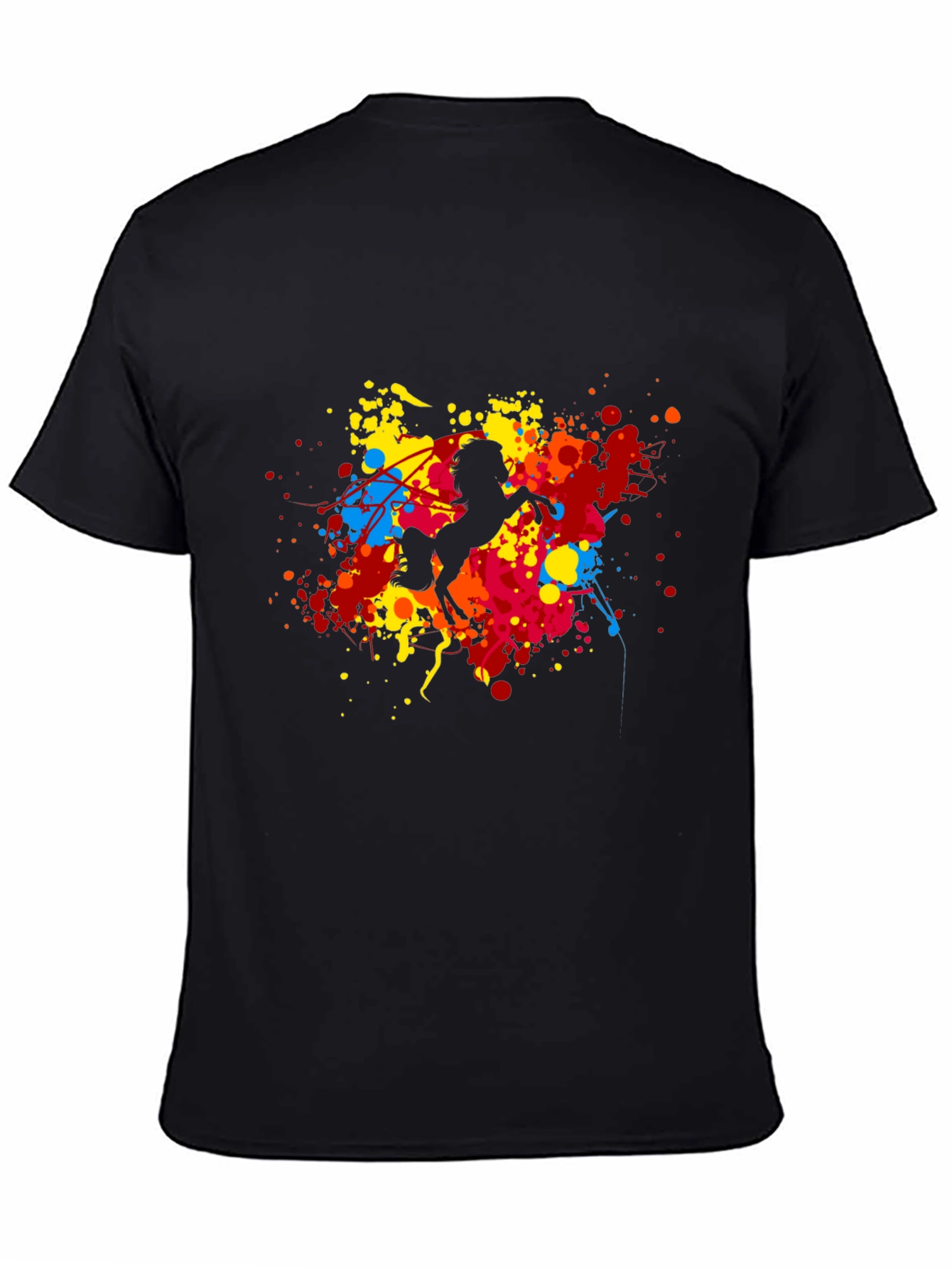 Vibrant Horse Graphic Black T-Shirt
